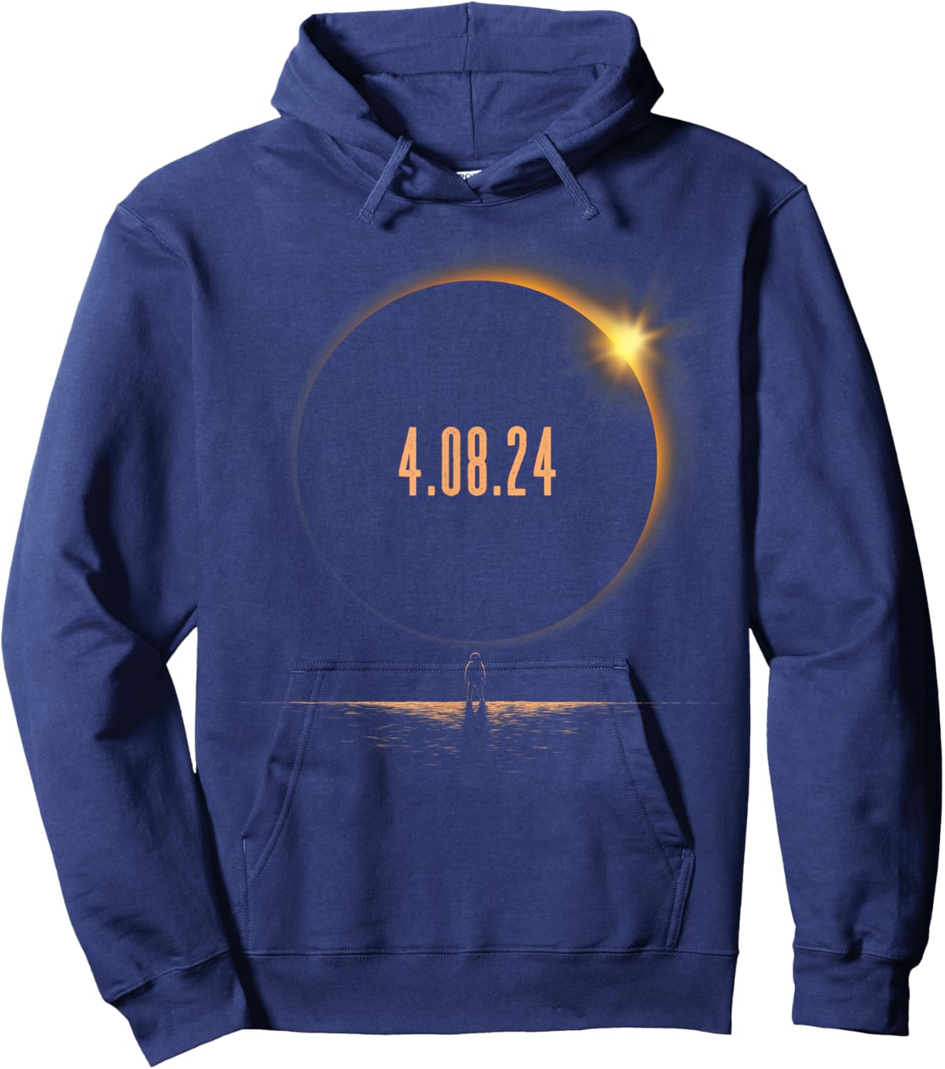 America Totality 4.08.24 Adult Kids Total Solar Eclipse 2024 Hoodie - Hoodie | Navy