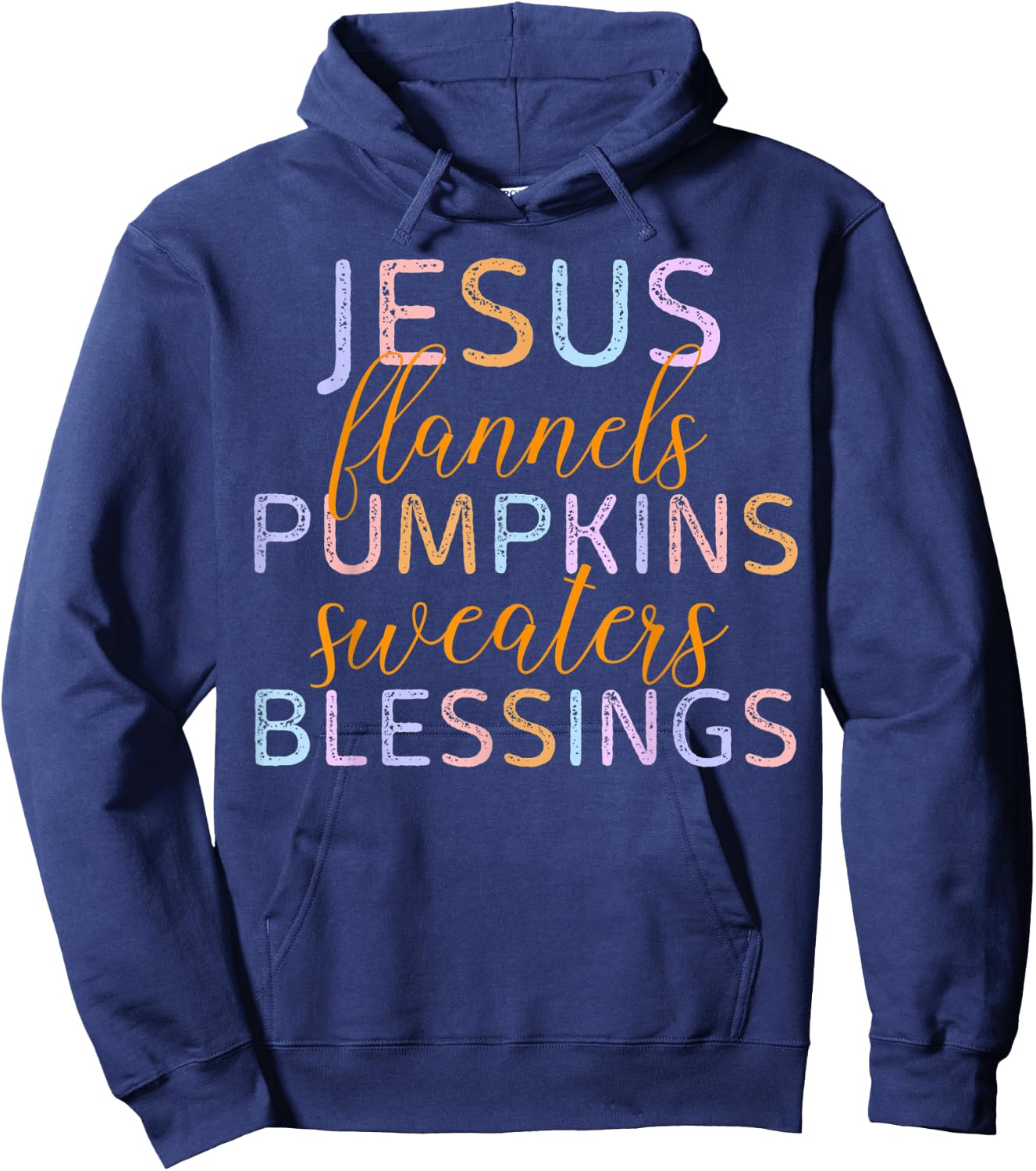 Jesus Flannels Pumpkins Sweaters Blessings Fall Season Faith Hoodie - Hoodie | Navy