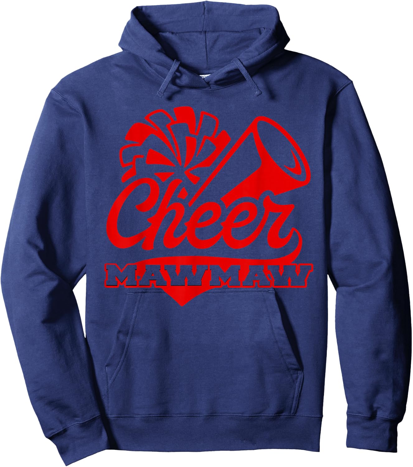 Cheer Mawmaw Biggest Fan Black And Red Pom Pom Hoodie - Hoodie | Navy