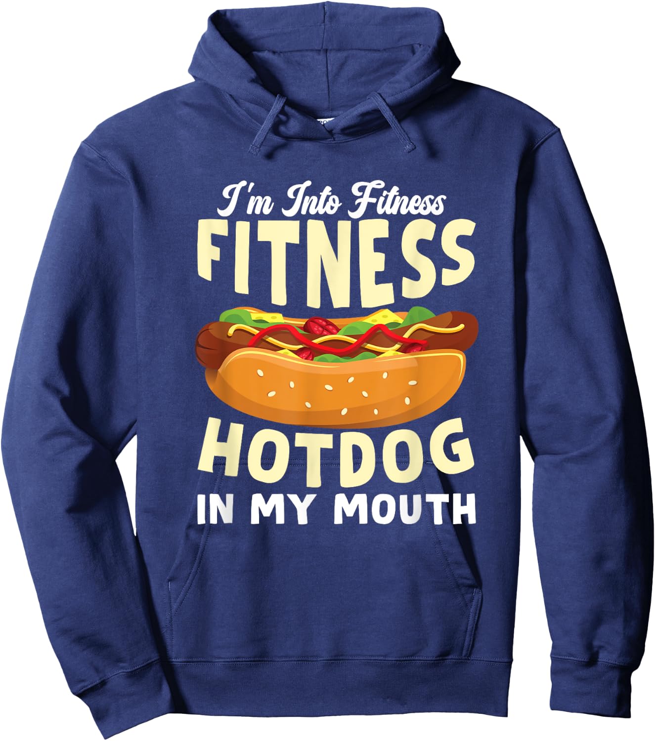 Funny Fitness Hot Dog in my mouth for Hotdog Women Kids Hoodie - Hoodie | Navy