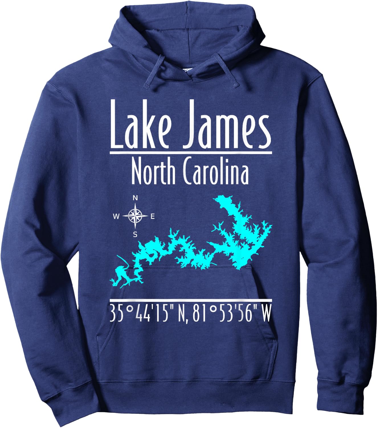 Modern Lake James, North Carolina Hoodie - Hoodie | Navy