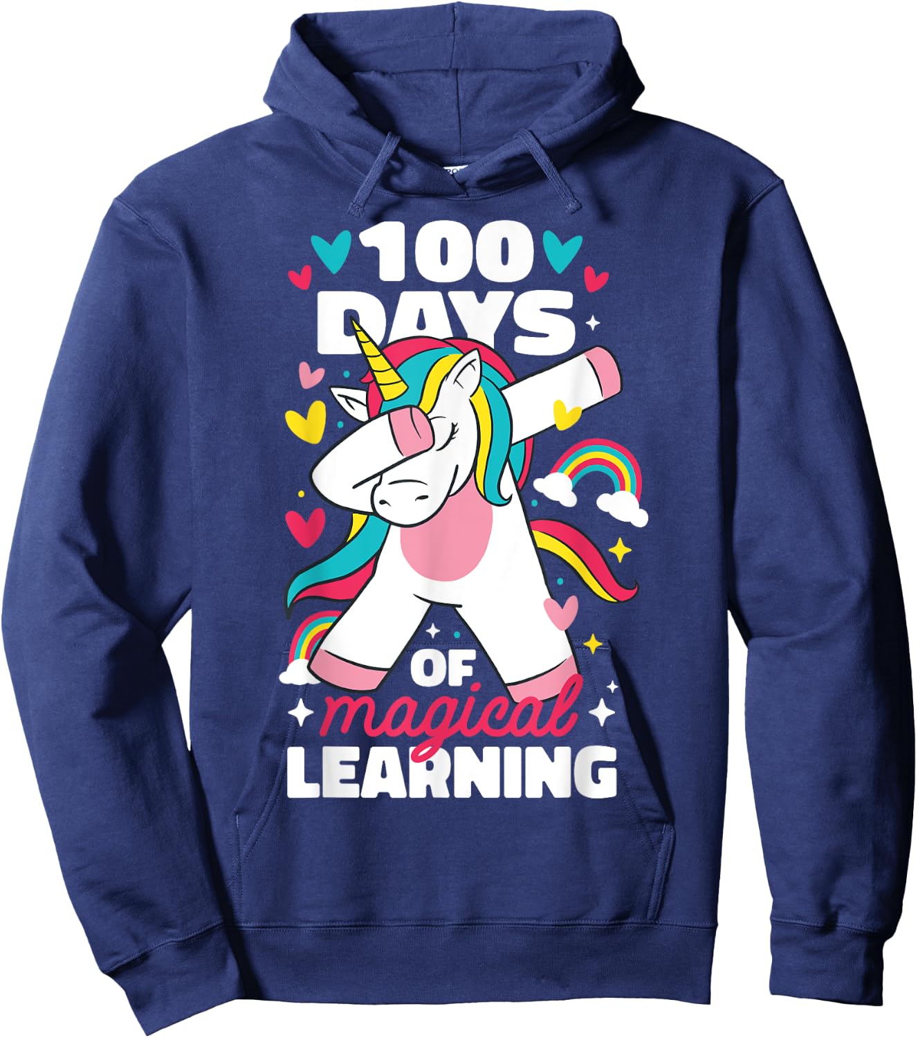 100 Days of Magical Learning 100th Day of School Unicorn Hoodie - Hoodie | Navy