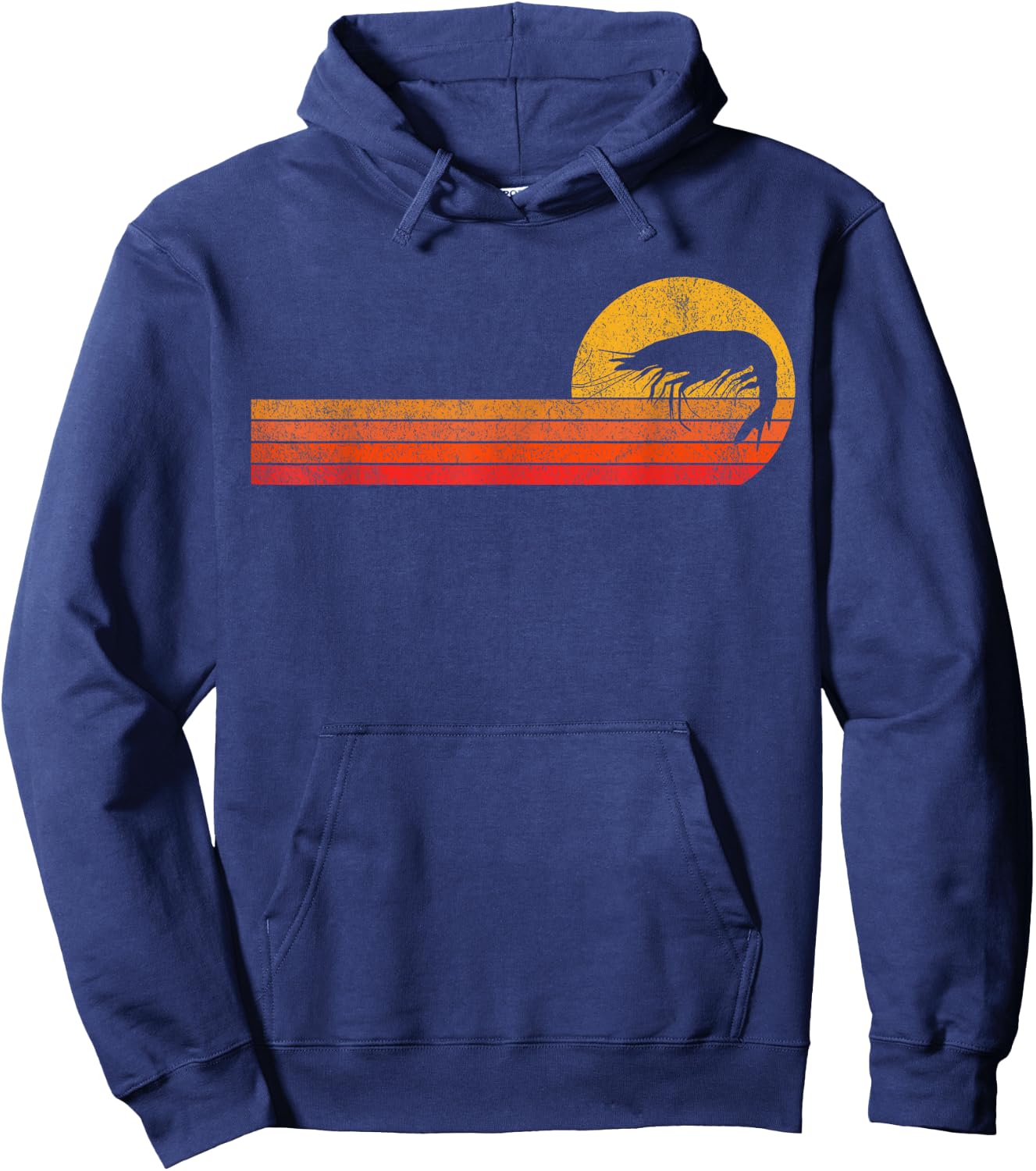 Vintage Shrimp Lover Funny Shrimp Retro Hoodie - Hoodie | Navy