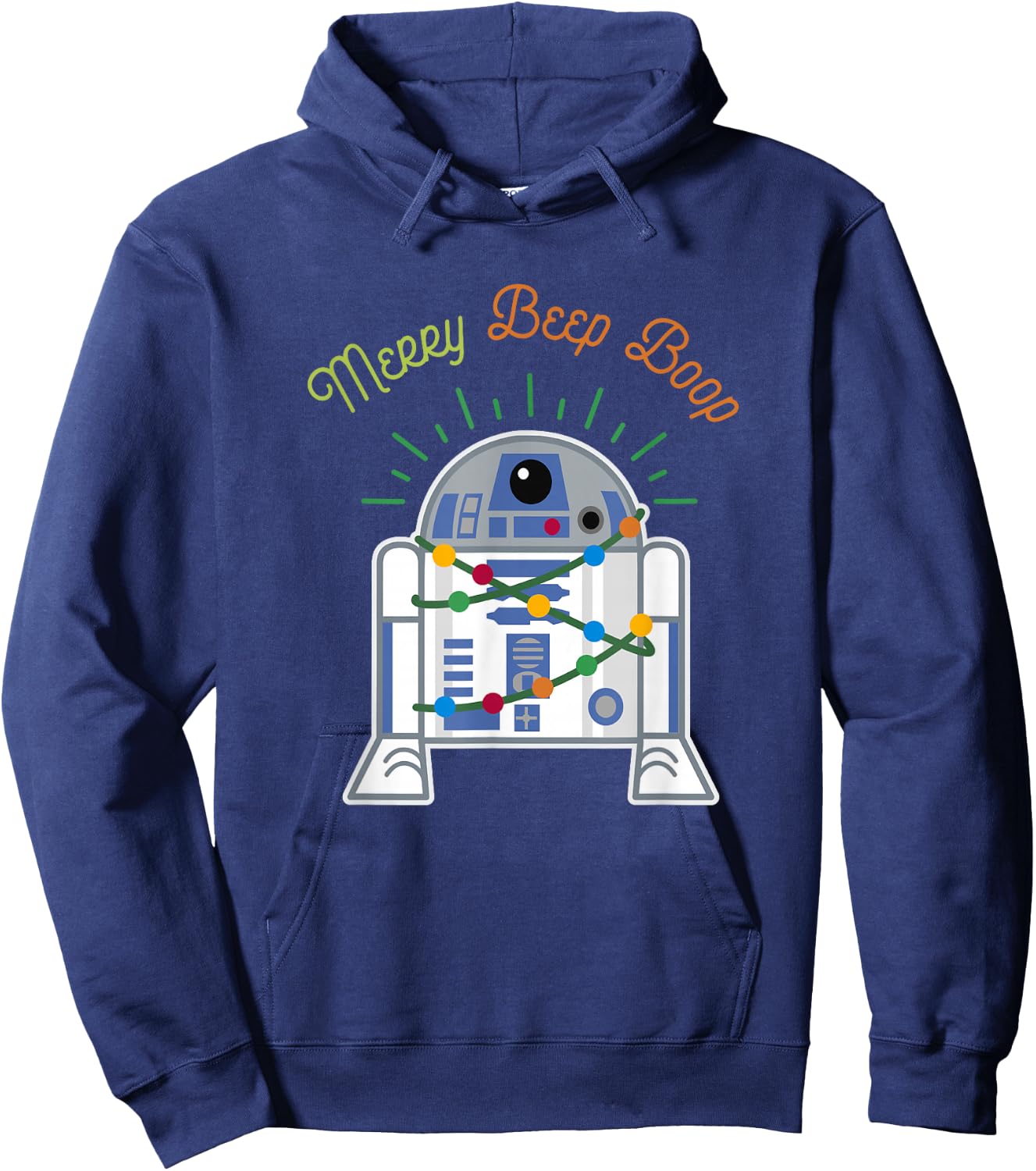 Star Wars Christmas R2-D2 Merry Beep Boop Xmas Lights Logo Hoodie - Hoodie | Navy