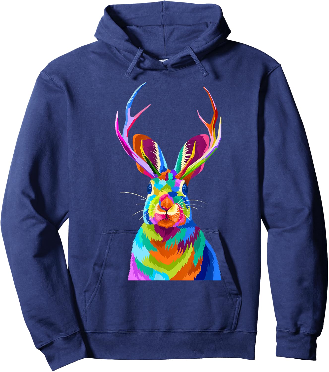 Retro Vintage Jackalope Fun Cute Rabbit Animal Lover Graphic Hoodie - Hoodie | Navy
