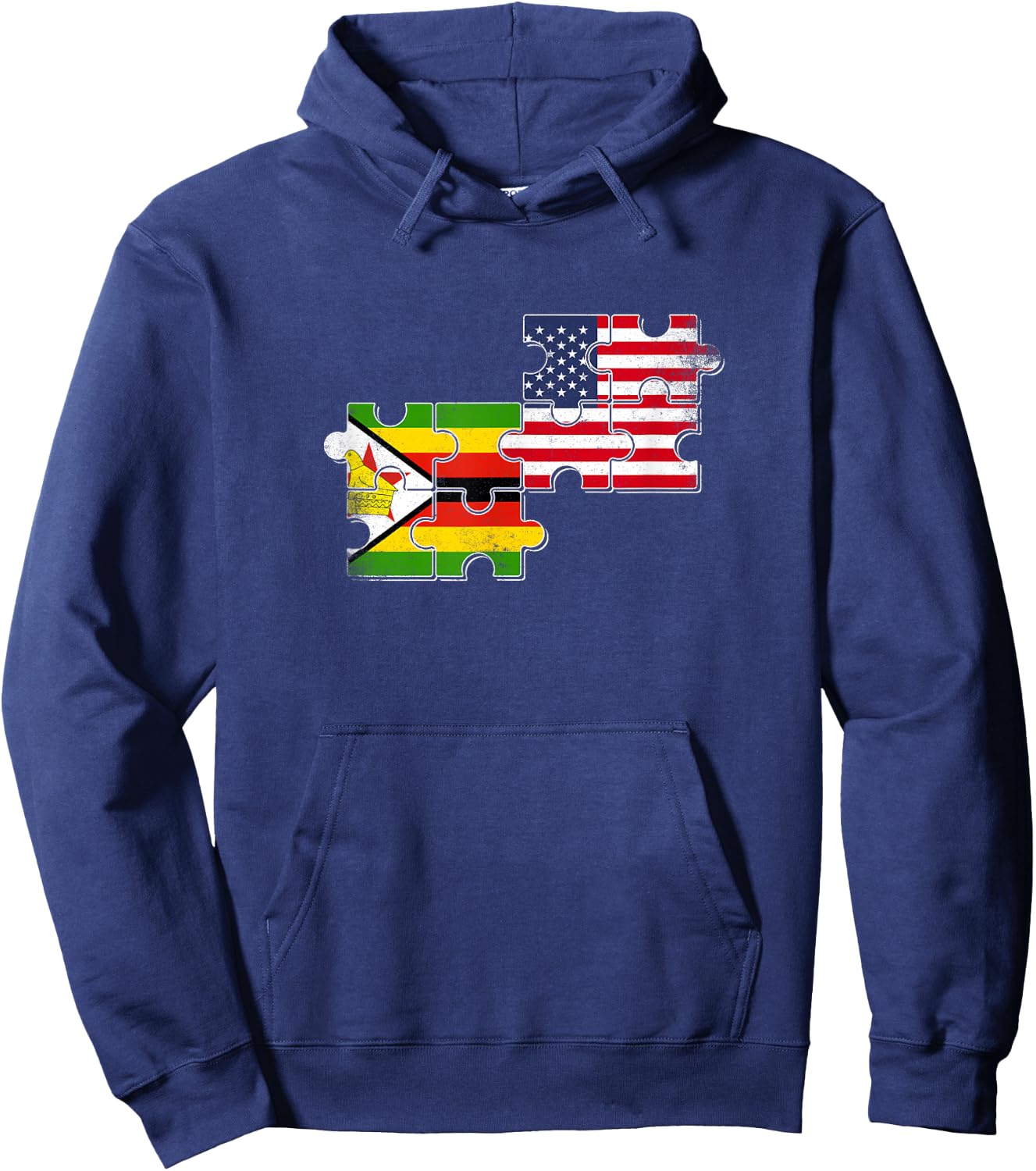 Zimbabwe USA Zimbabwean American Flag Hoodie - Hoodie | Navy