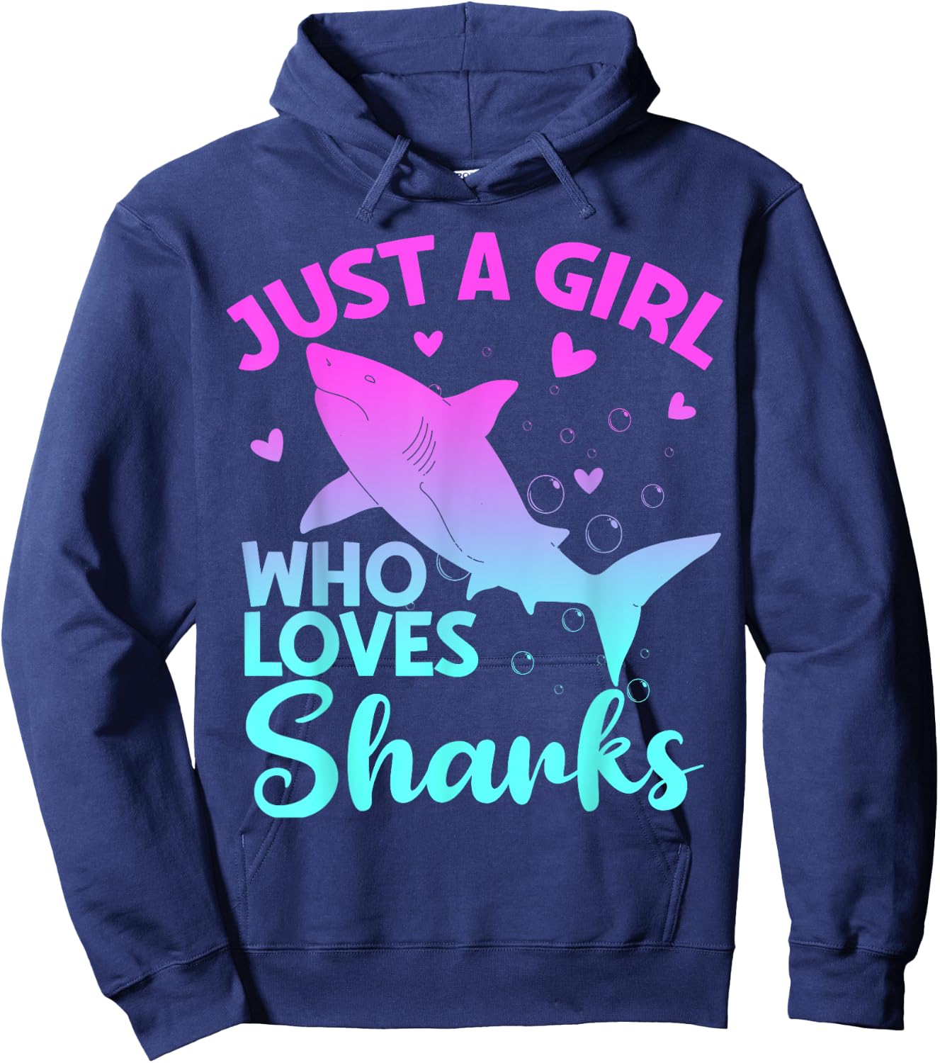 Just a Girl Who Loves Sharks Cute Shark Girl Lover Ocean Hoodie - Hoodie | Navy