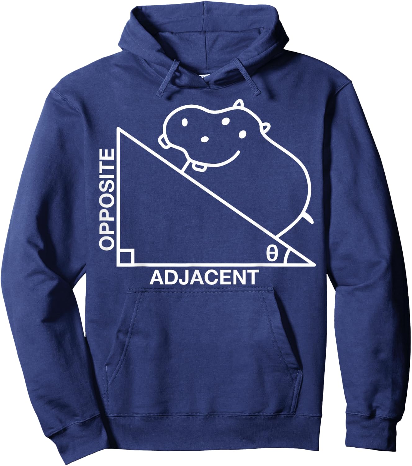 Nerdy Funny Hippotenuse Hypotenuse Hippopotamus Math Teacher Hoodie - Hoodie | Navy