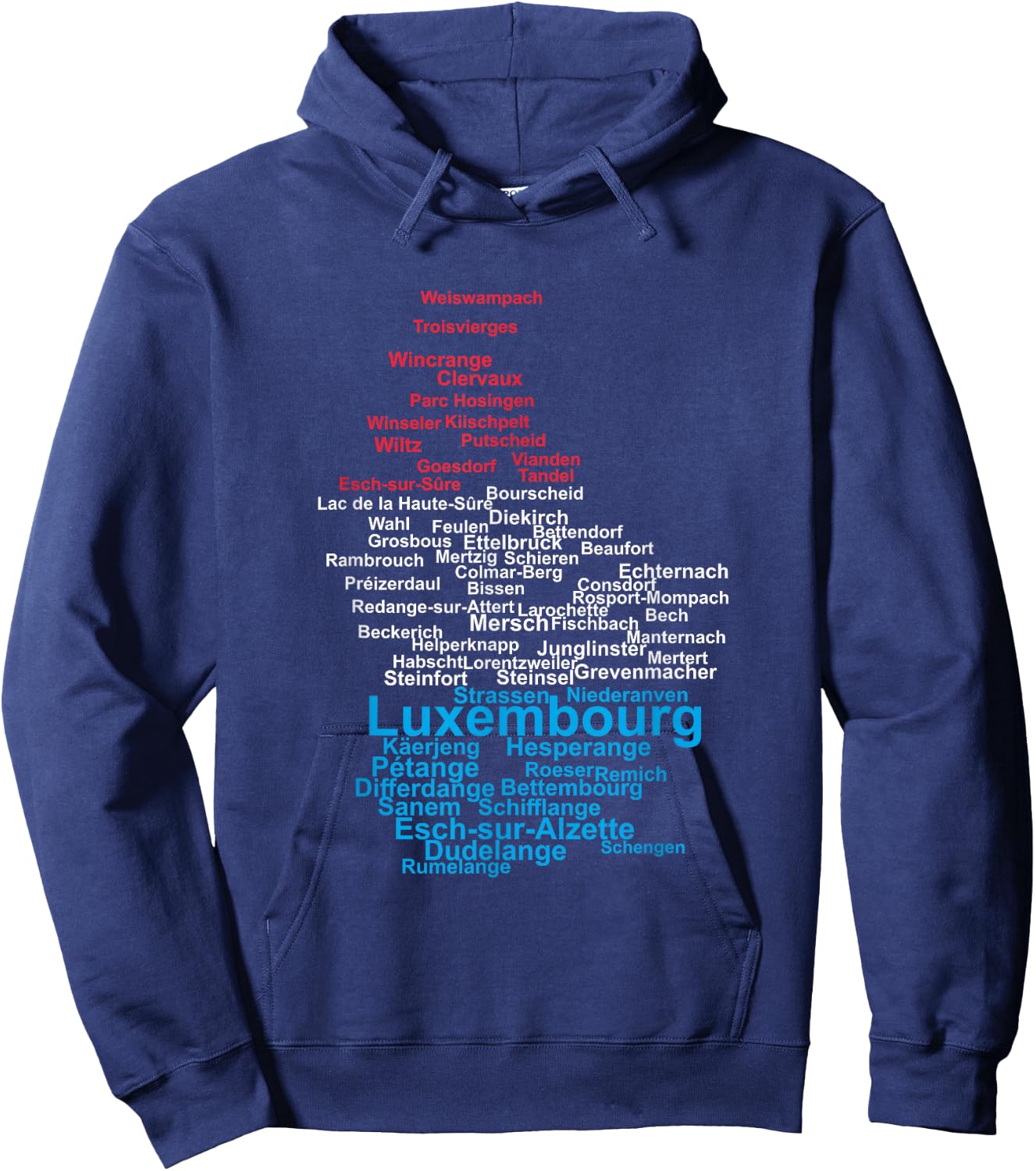 Luxembourg Flag, Luxembourg Outline Luxembourger, Luxembourg Hoodie - Hoodie | Navy