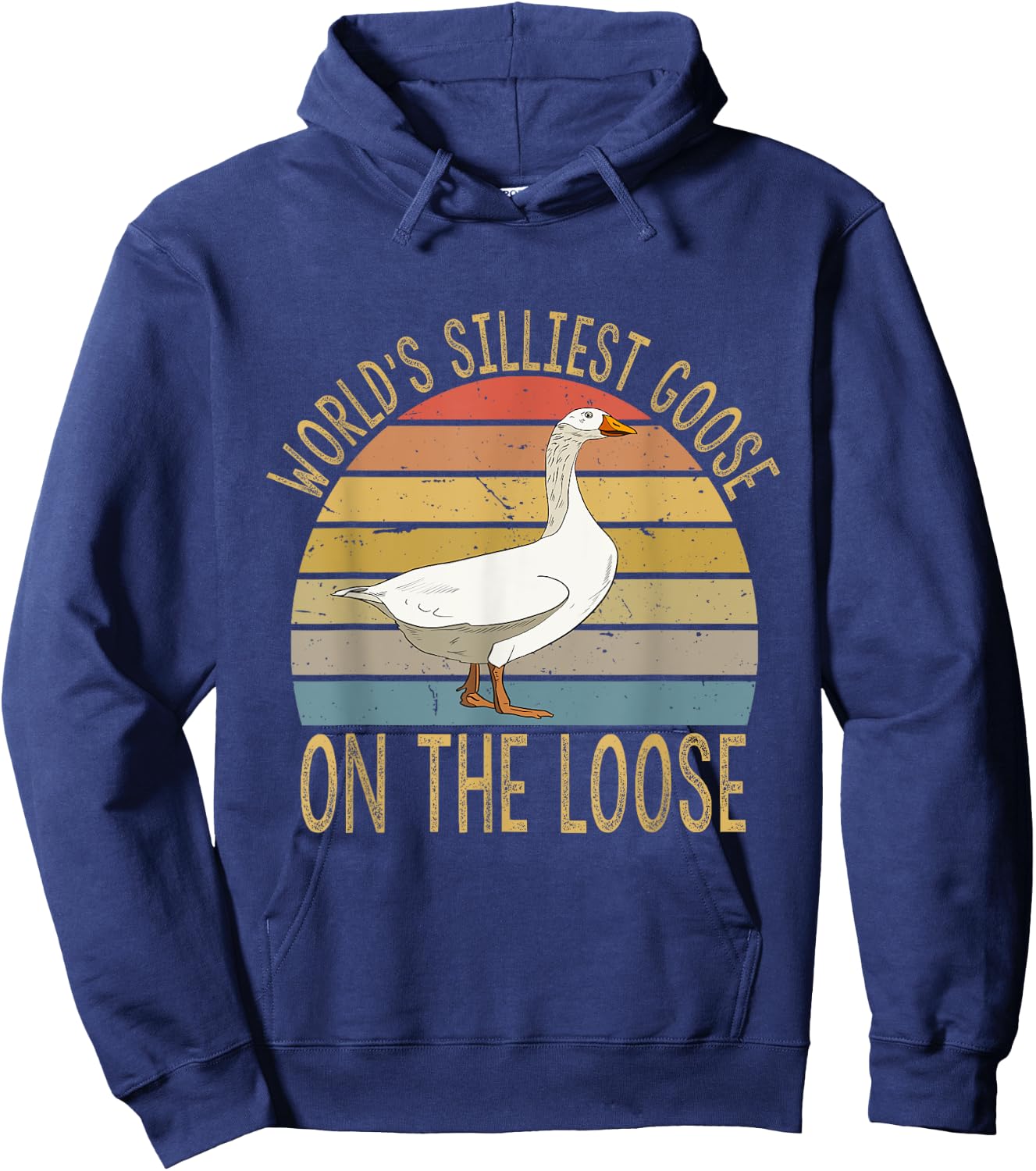 Funny Goose World's Silliest Goose On The Loose Vintage Hoodie - Hoodie | Navy