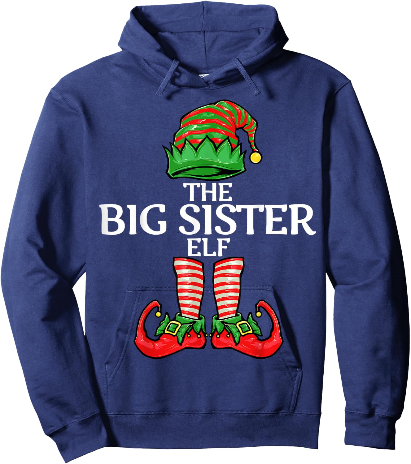 Big Sister Elf Christmas Matching Family Hoodie - Hoodie | Navy