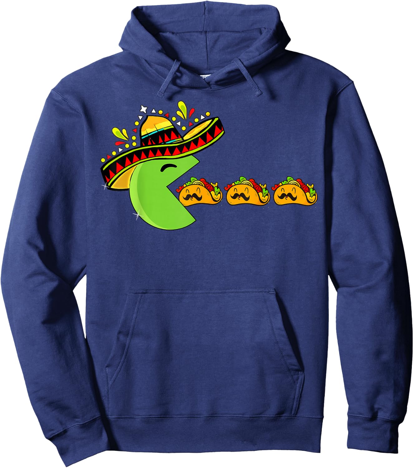 Sombrero Eating Funny Tacos with Mustaches Cinco de Mayo Hoodie - Hoodie | Navy