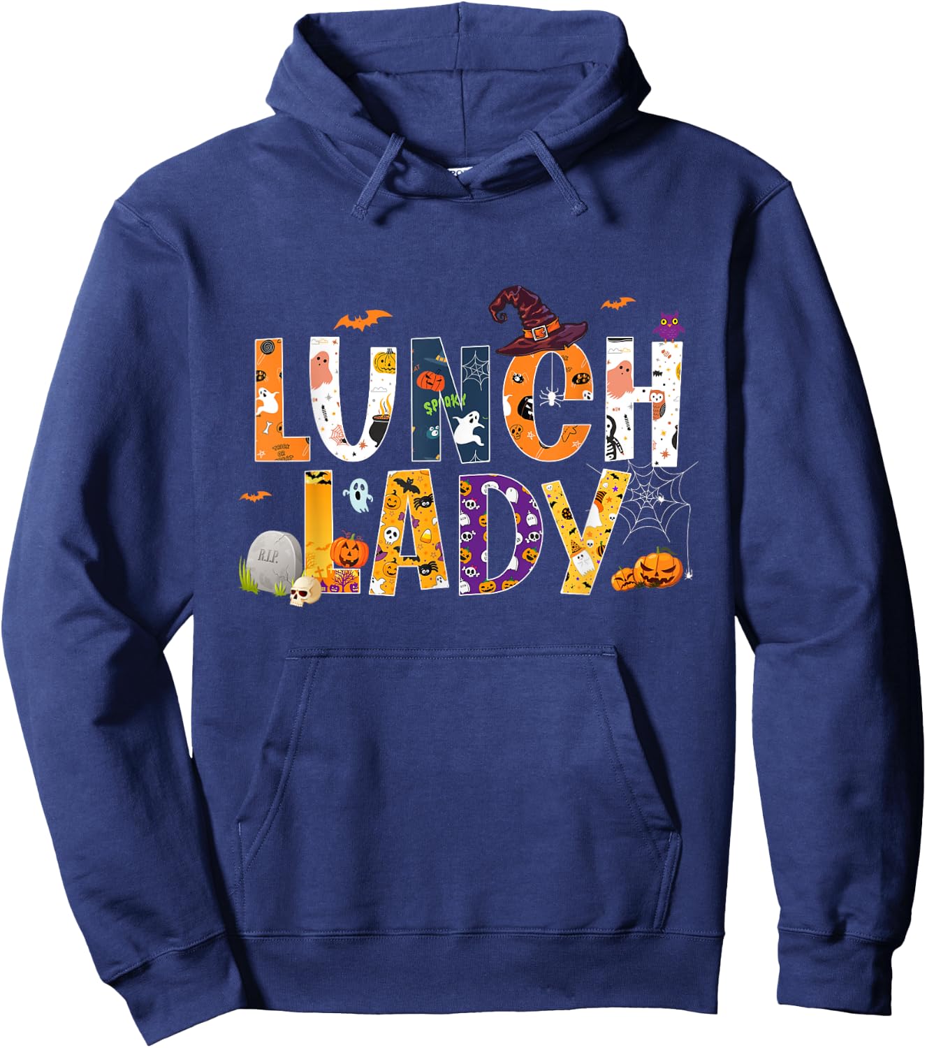 Halloween Lunch Lady Cafeteria Spooky Lunch Lady Halloween Hoodie - Hoodie | Navy