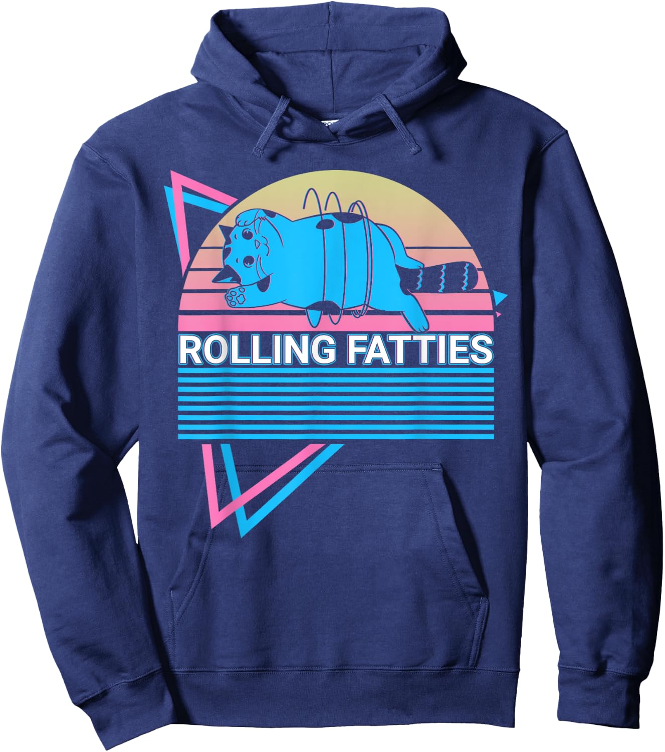Rolling Fatties Funny Cat Retro Hoodie - Hoodie | Navy