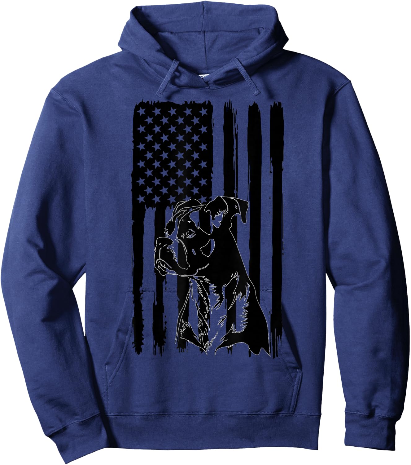 American Flag USA Patriot Boxer Dog dad Hoodie - Hoodie | Navy