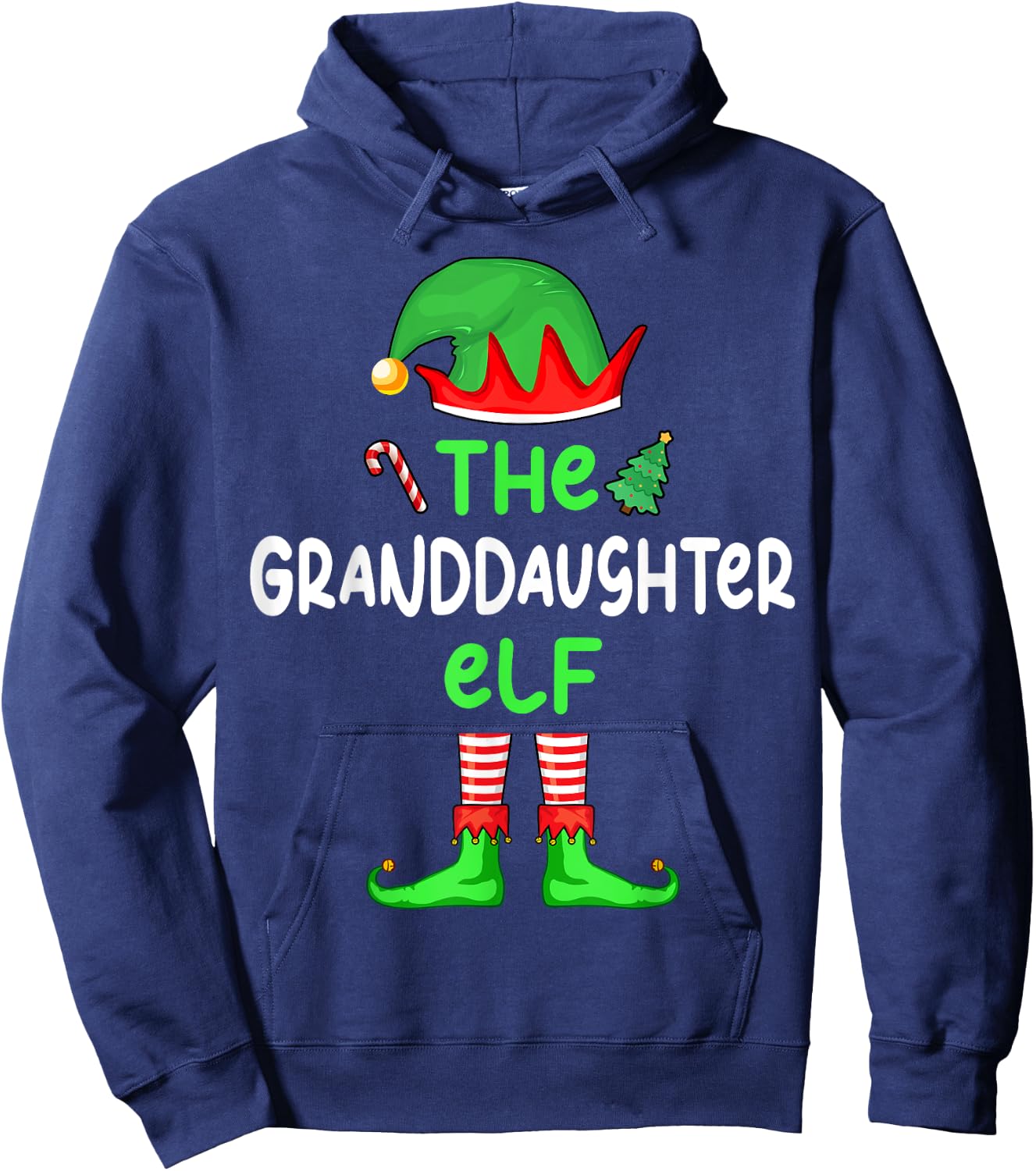 I'm The Granddaughter Elf Christmas Family Matching Pajama Hoodie - Hoodie | Navy