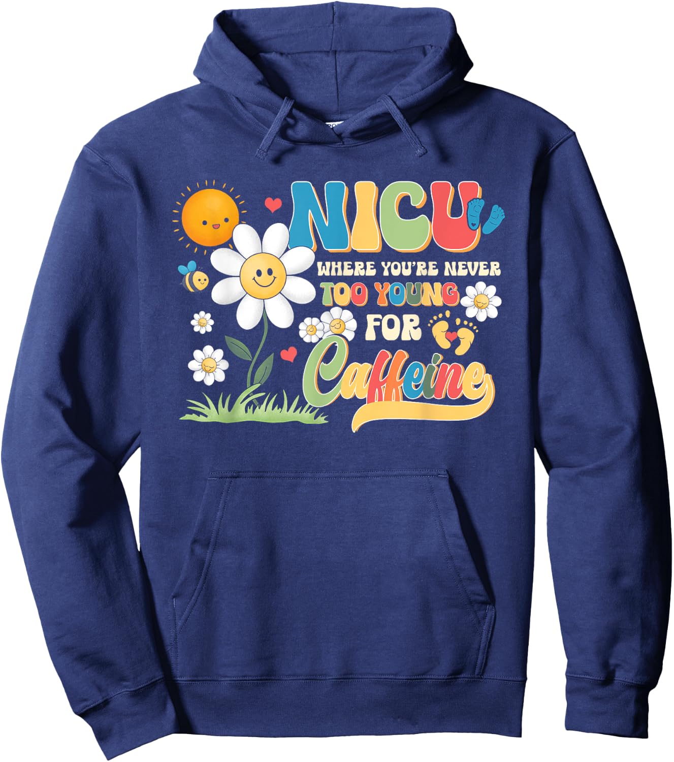 NICU Nurse Caffeine Neonatal Intensive Care Unit Nursing Hoodie - Hoodie | Navy