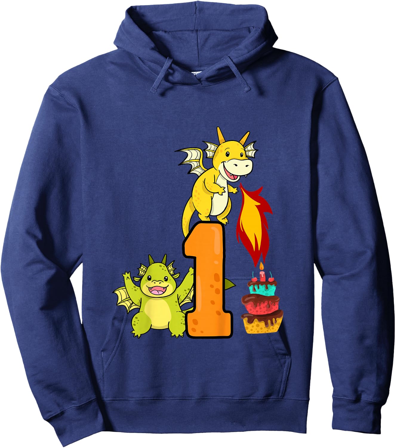 1st Birthday Boy Girl Dragon Outfit Hoodie - Hoodie | Navy