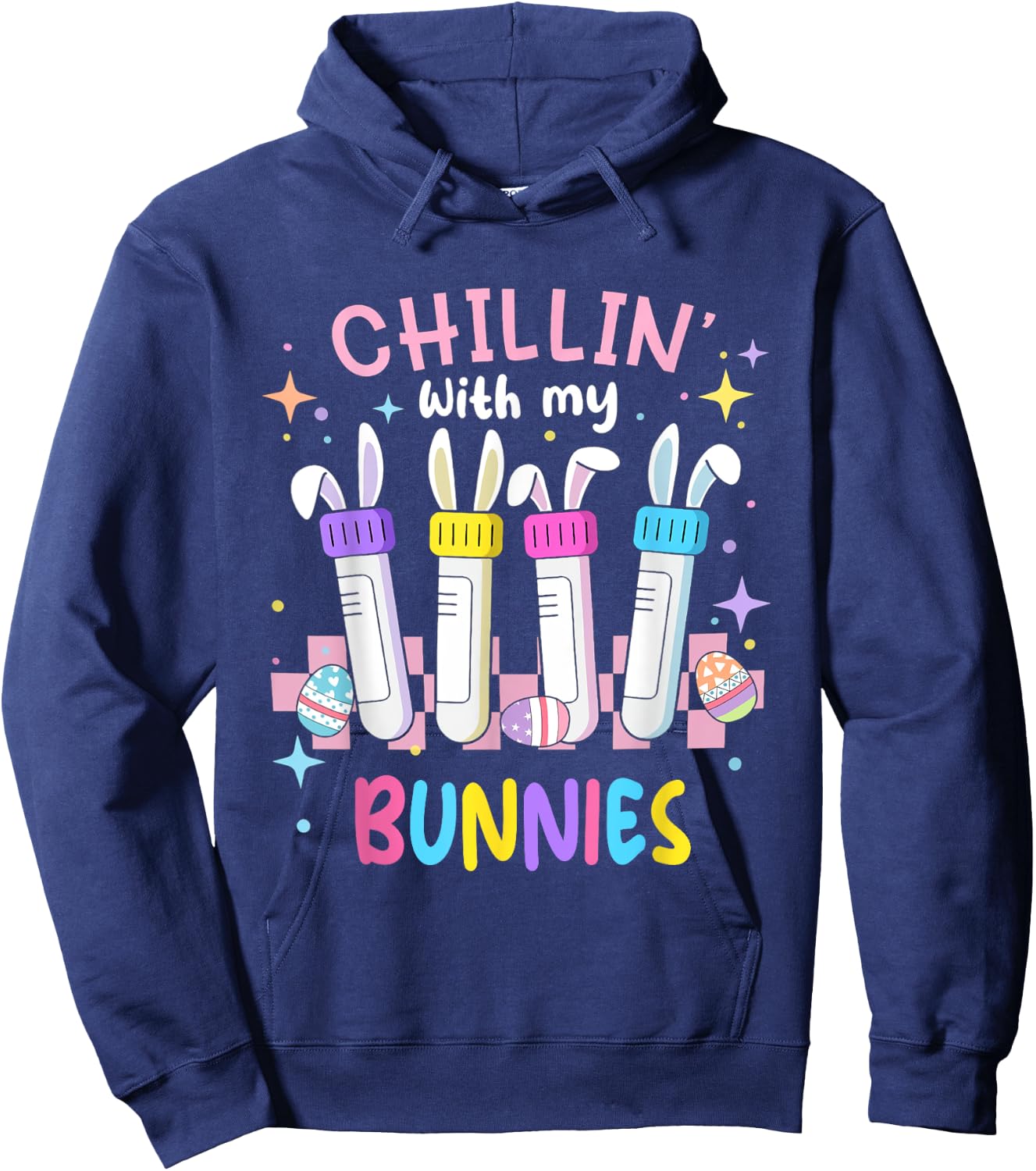 Chillin With My Bunnies Easter Phlebotomist Nurse Phleb Tech Hoodie - Hoodie | Navy