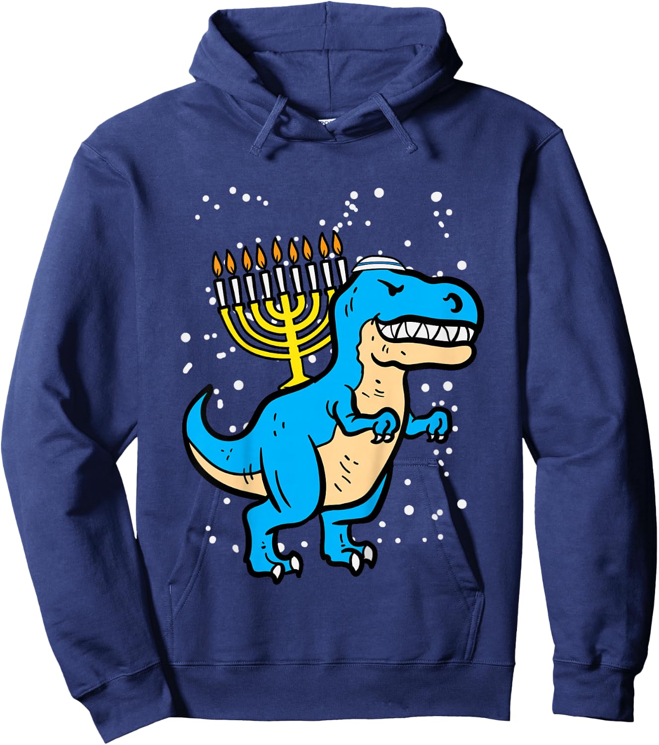 Kids Hanukkah Dino Menorah Chanukah Trex Toddler Boys Kids Youth Hoodie - Hoodie | Navy