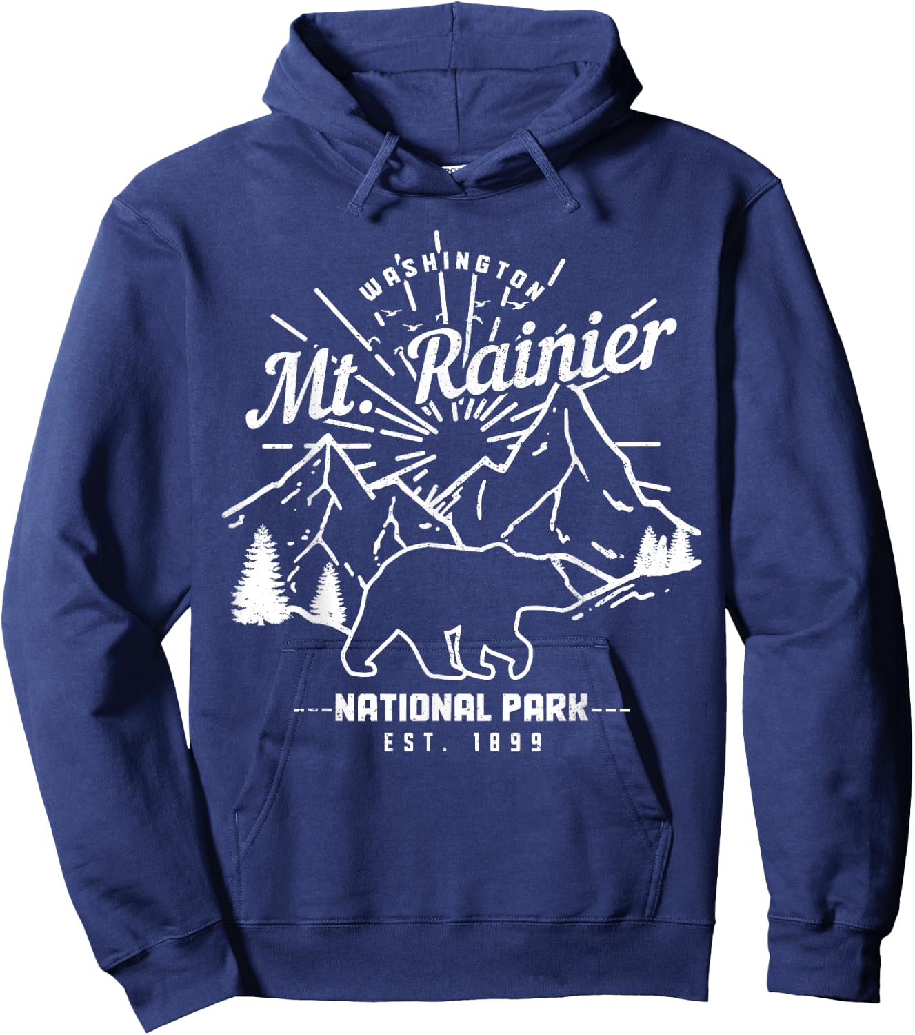 Mt. Rainier Washington Vintage Mountain National Park PNW Hoodie - Hoodie | Navy
