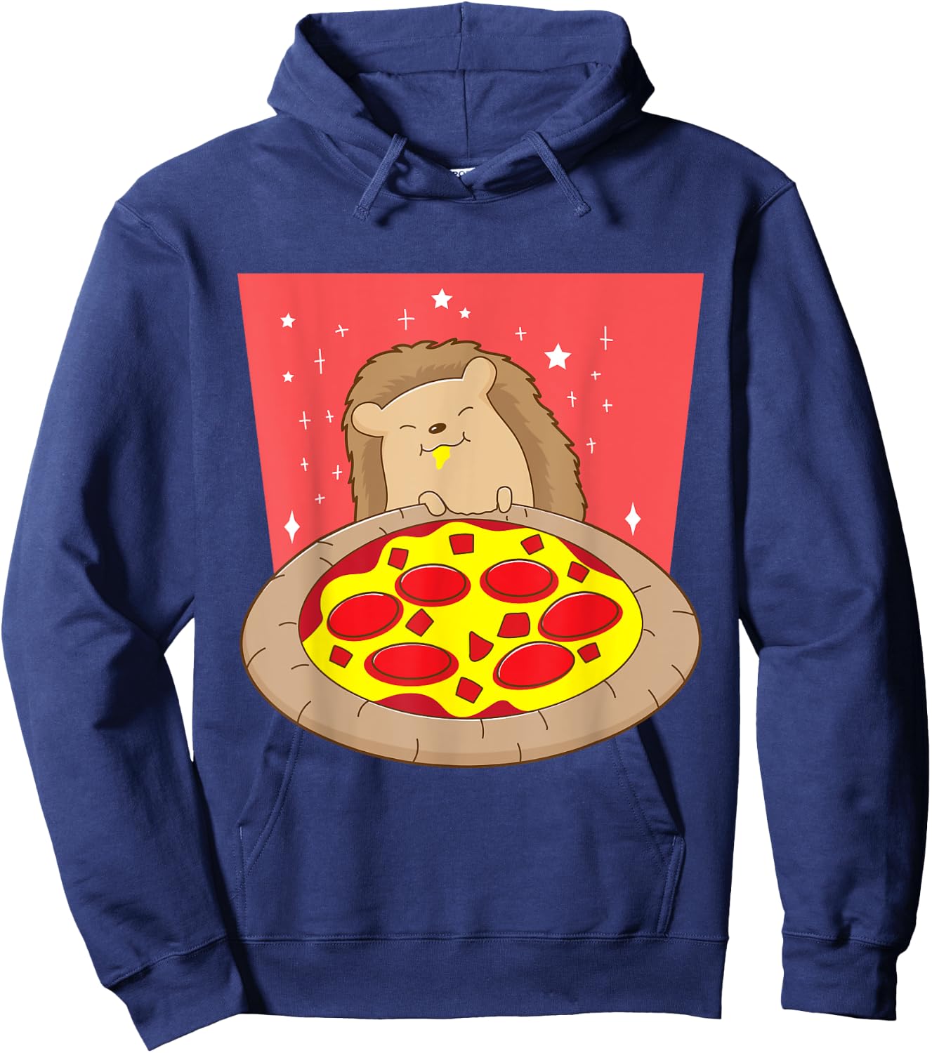 Hedgehog Eating Pizza Forest Animal Pizza Making Hoodie - Hoodie | Navy