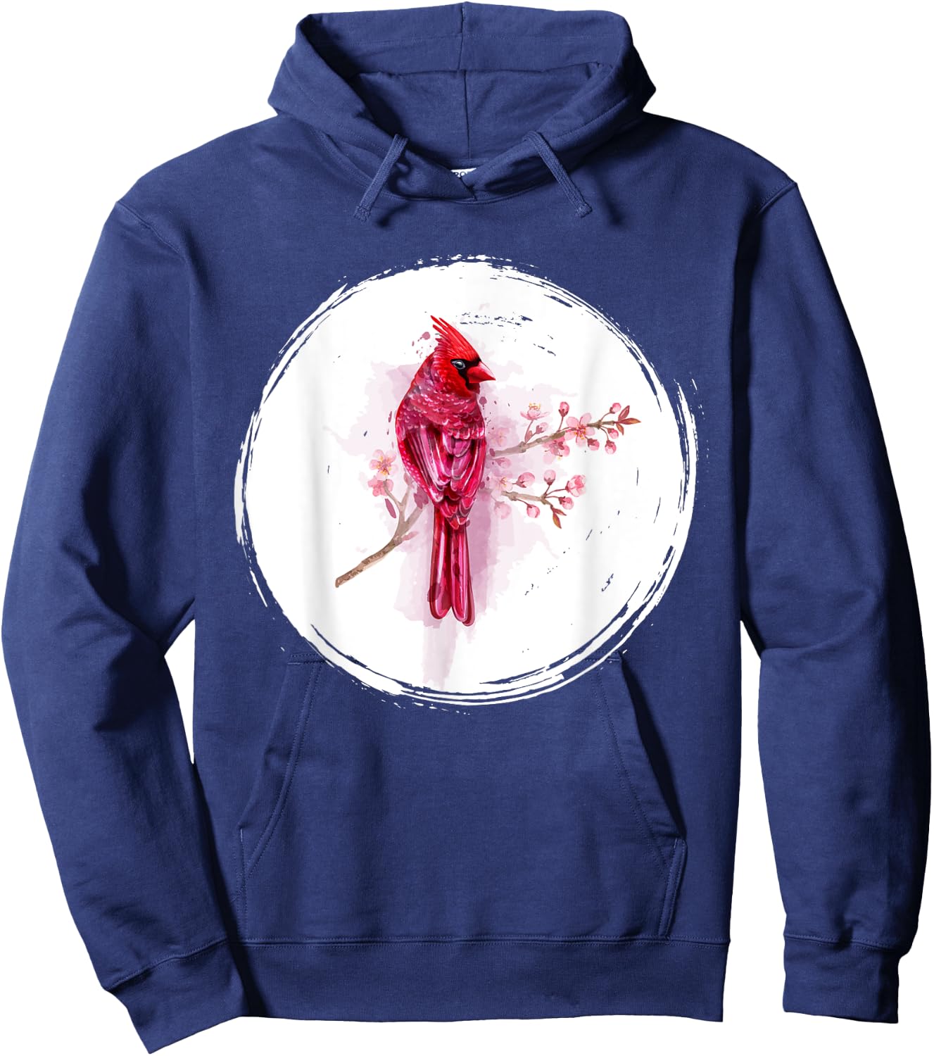 Vintage Cherry Blossom Bird Animal Sakura Red Cardinal Hoodie - Hoodie | Navy