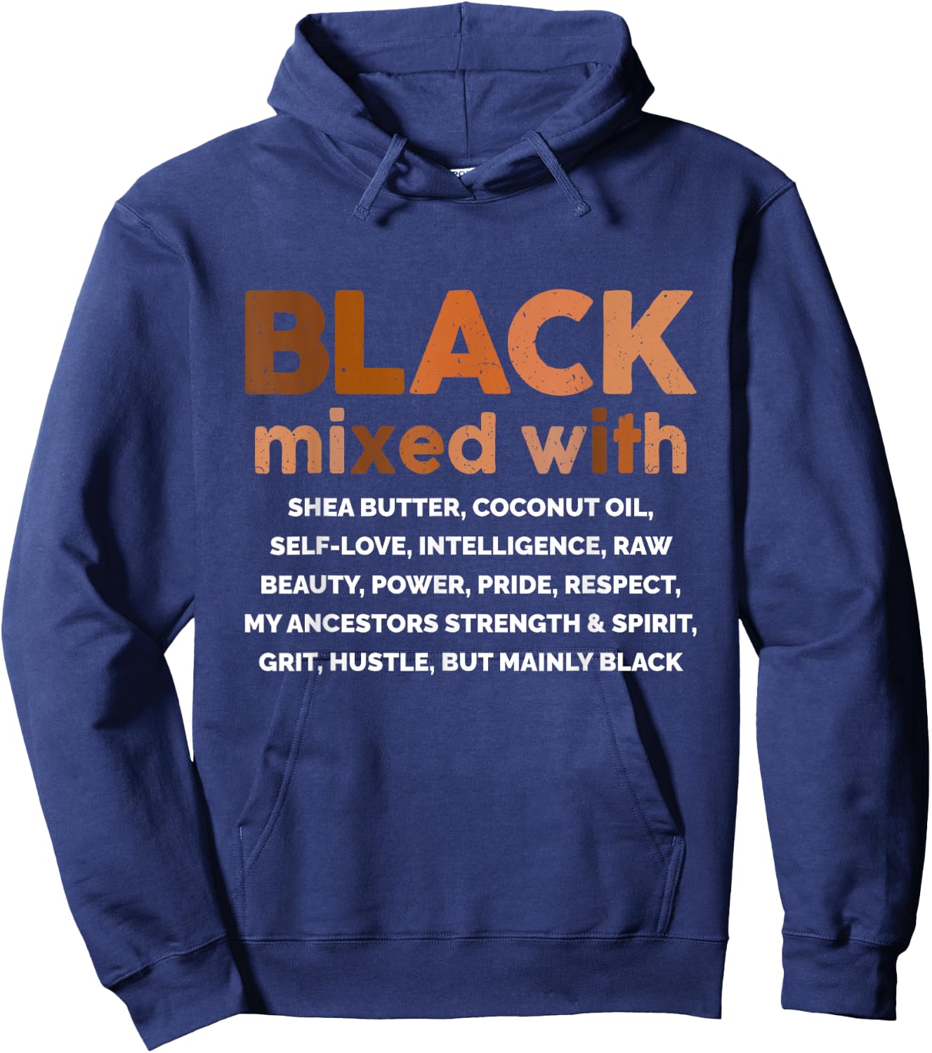 Black Mixed With Shea Butter African American Melanin Hoodie - Hoodie | Navy