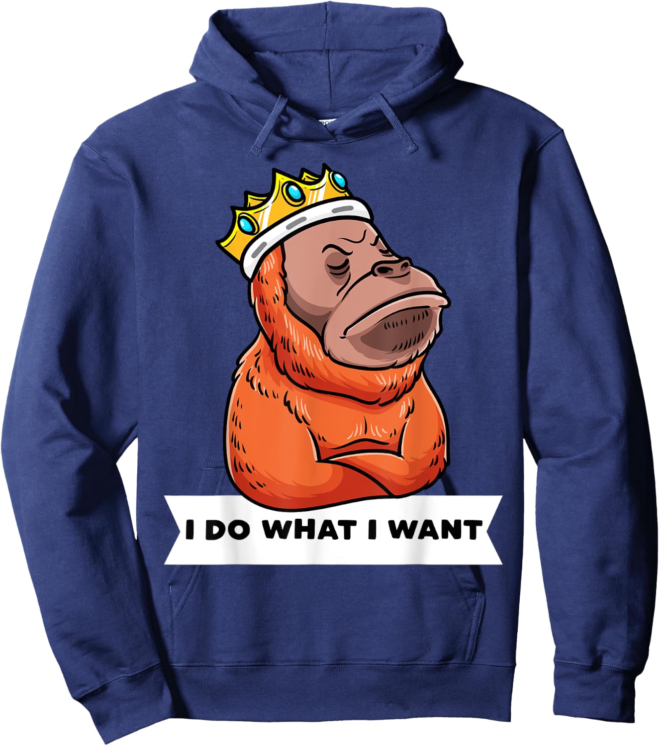 Stubborn Orangutan With Crown Animal Monkey Lover Hoodie - Hoodie | Navy