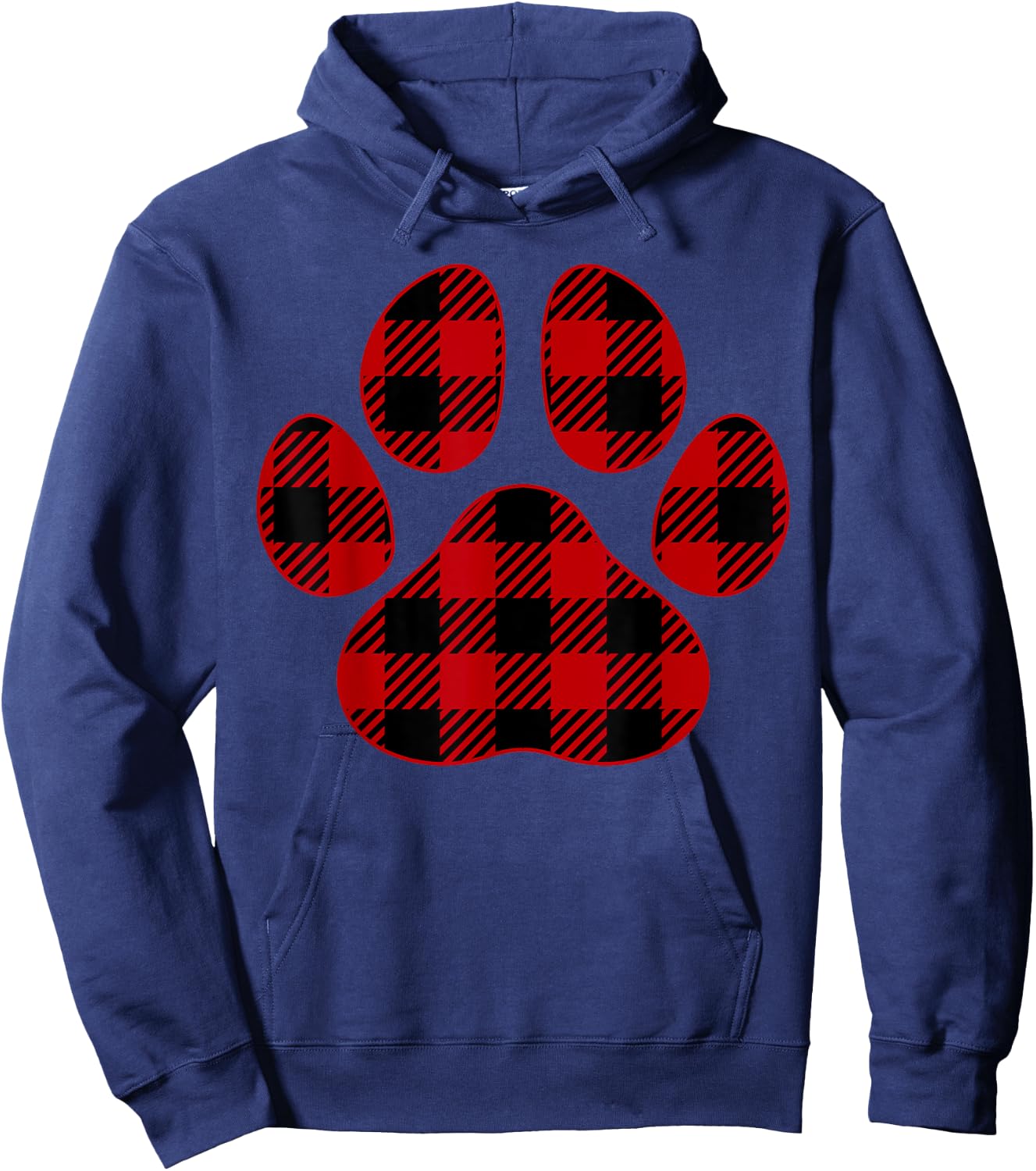 Cute Dog Lover Paw Print Plaid Pet Lover Red Plaid Paw Print Men Women Kids Hoodie - Hoodie | Navy