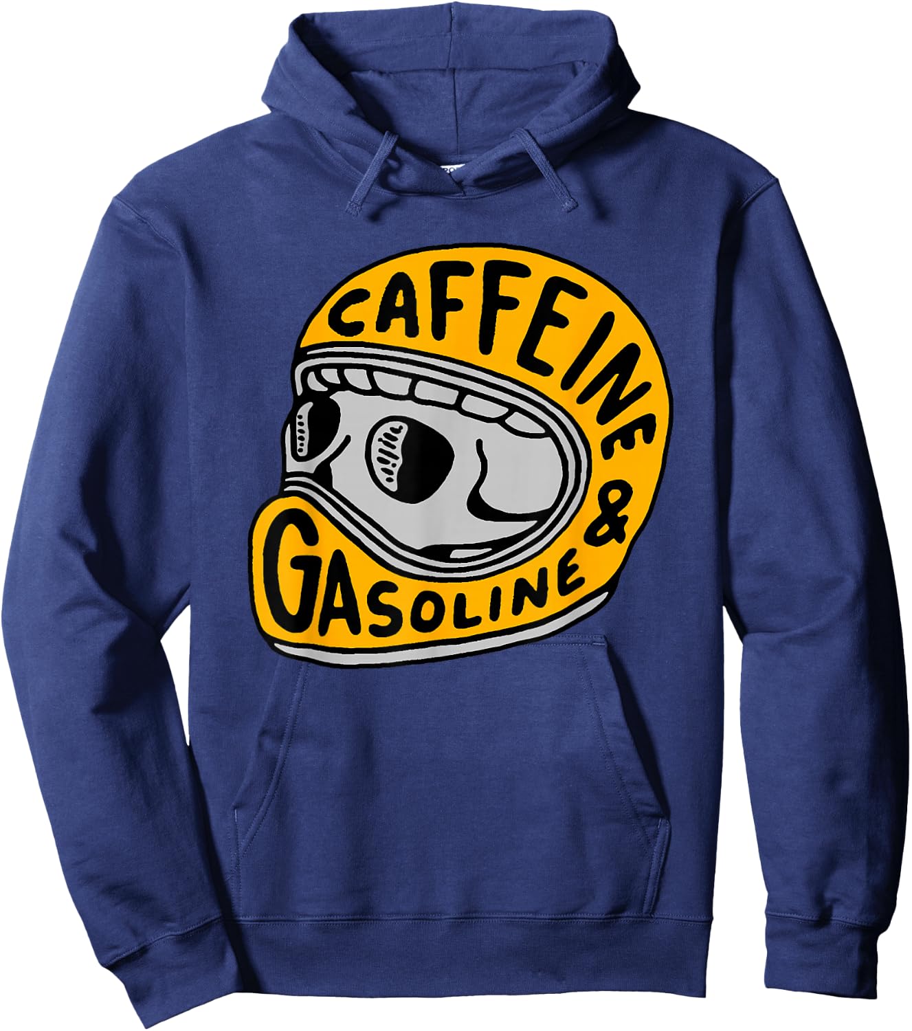 Caffeine and Gasoline Black Motorcycle Themed , -Adults, Small Hoodie - Hoodie | Navy
