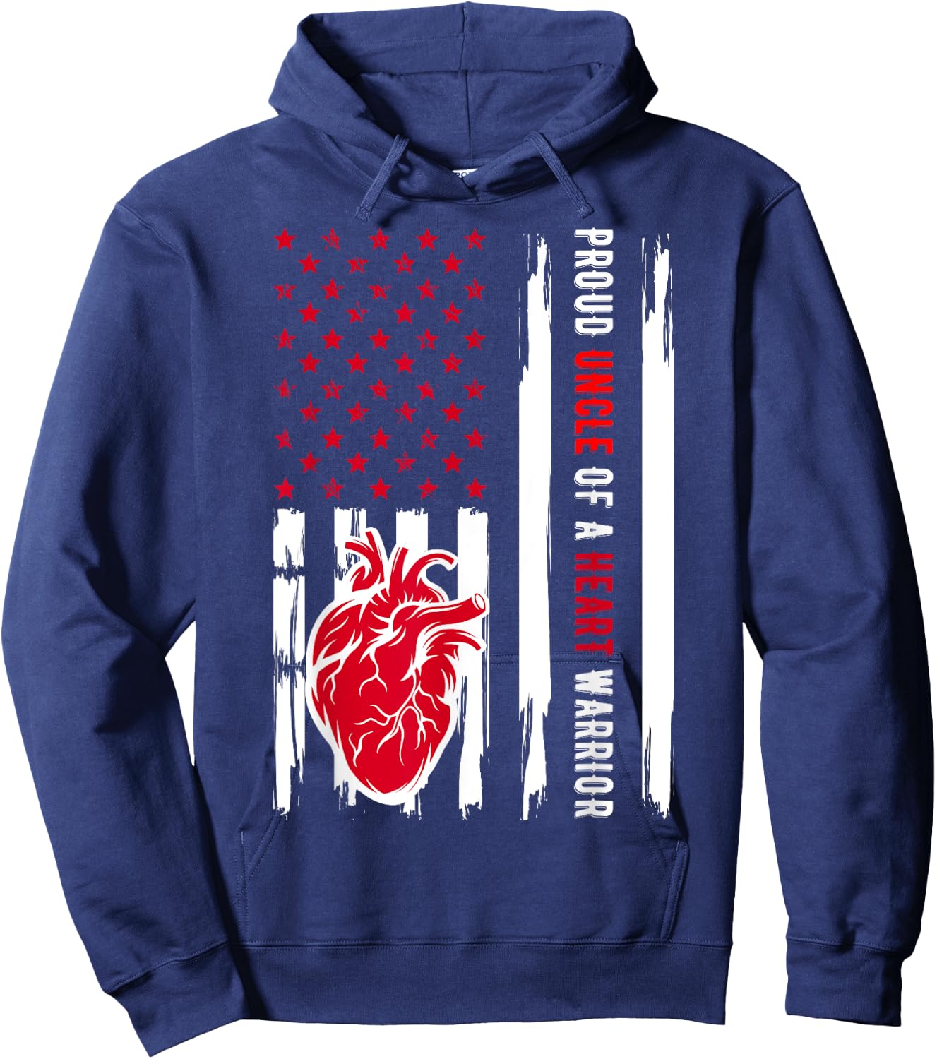 Proud Uncle Of A Heart Warrior CHD Awareness Hoodie - Hoodie | Navy