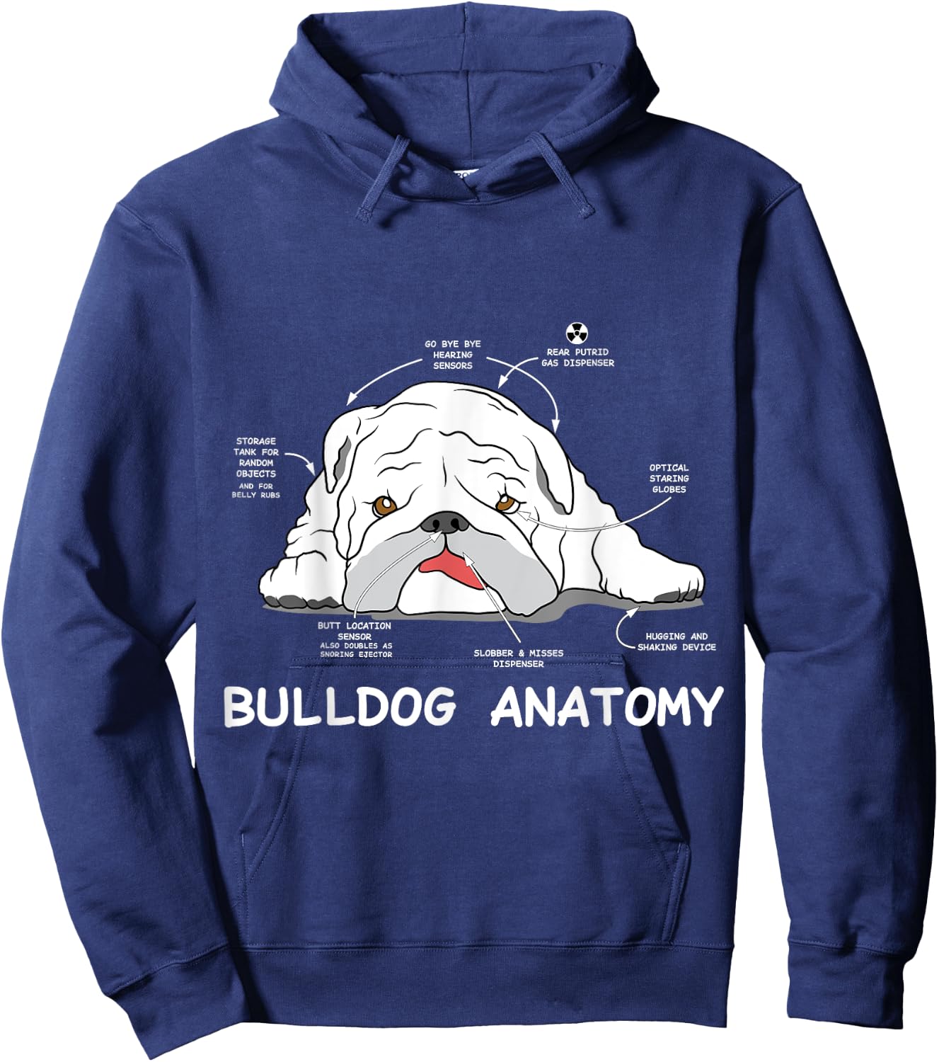 English Bulldog Anatomy Bully Dog Pet Owners Men Women Kids Hoodie - Hoodie | Navy