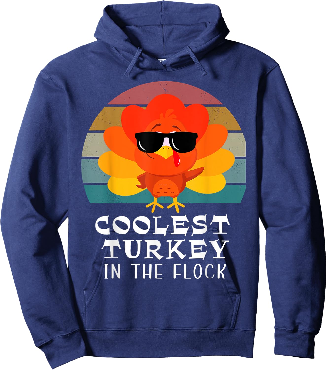 Coolest Turkey In the Flock Toddler Boys Thanksgiving Hoodie - Hoodie | Navy