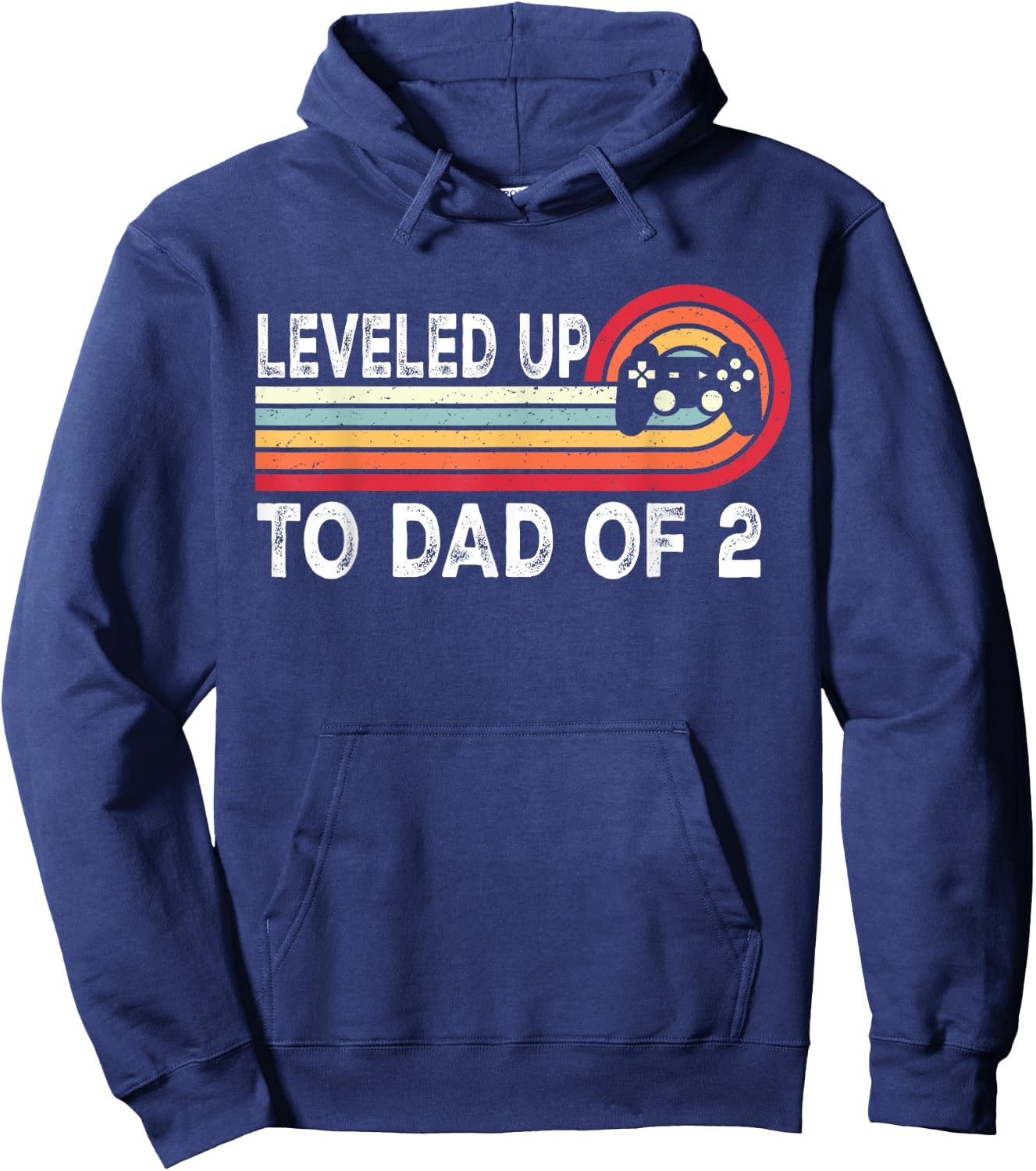 Leveled Up To Dad of 2 Daddy Again Pregnancy Announcement Hoodie - Hoodie | Navy