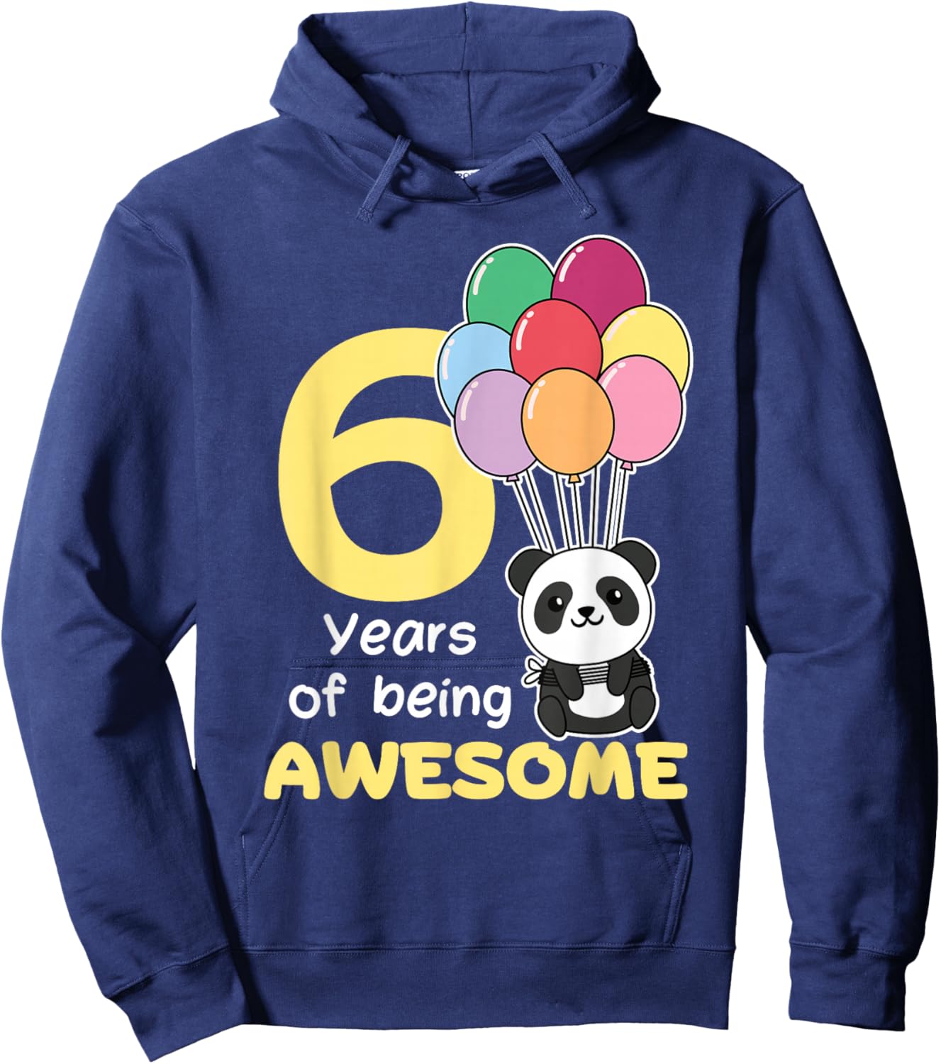6th Birthday Panda for Kids 6 Years Old Panda Hoodie - Hoodie | Navy