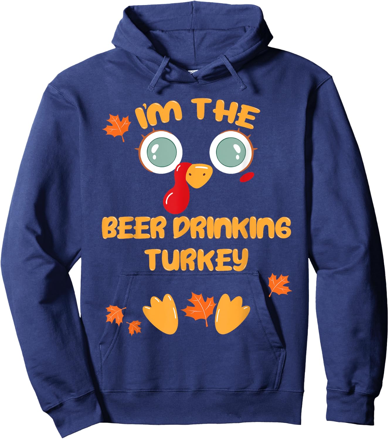 The BEER DRINKING Turkey Matching Family Thanksgiving Pajama Hoodie - Hoodie | Navy