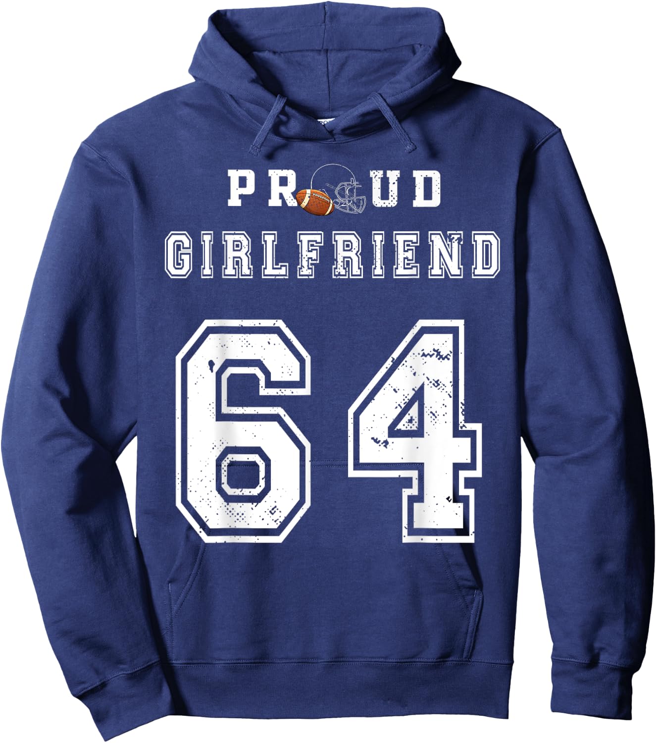 Custom Proud Football Girlfriend Number 64 Personalized Girl Hoodie - Hoodie | Navy