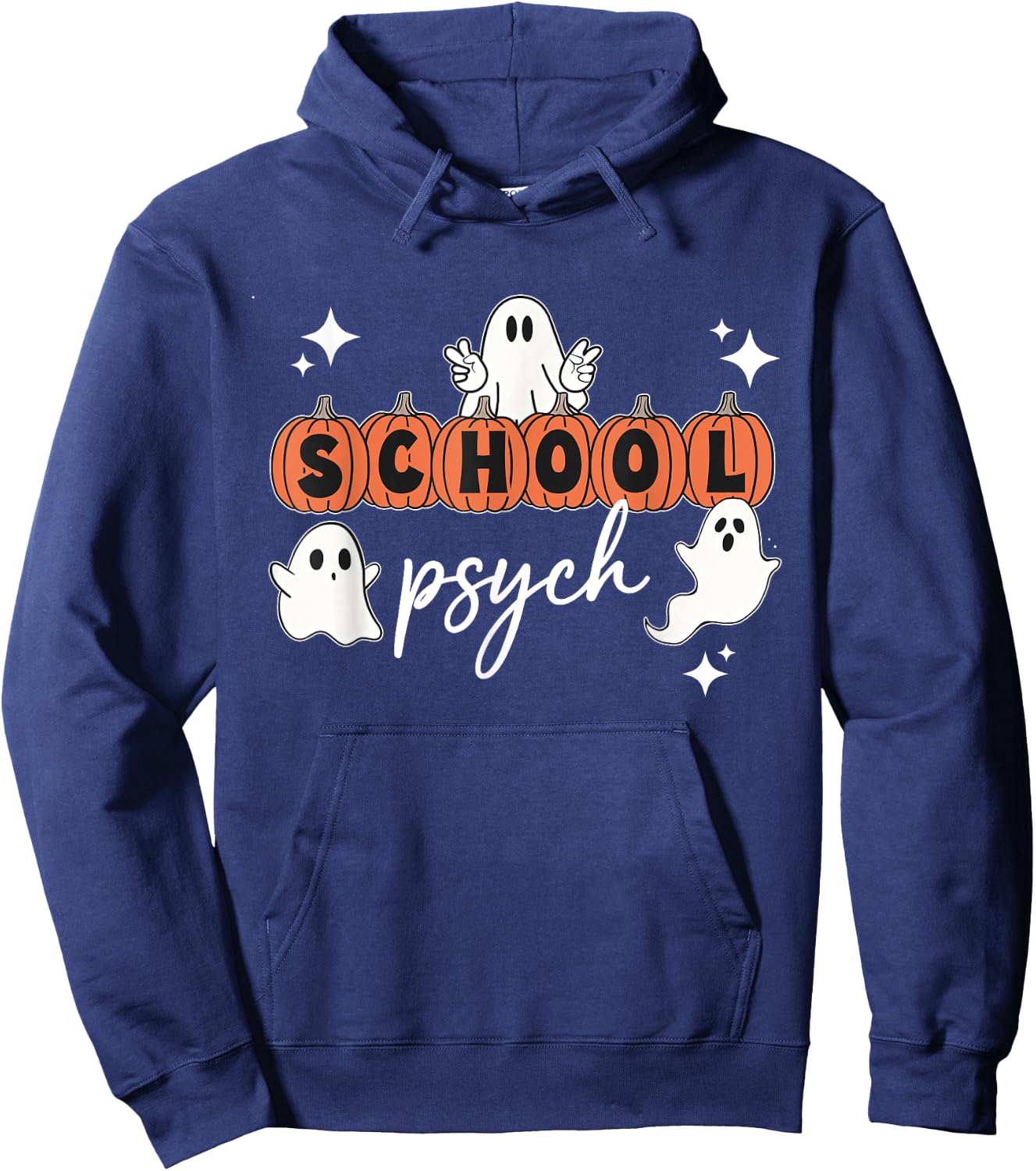 Halloween School Psych Pumpkin Ghost Boo Crew Spooky Season Hoodie - Hoodie | Navy