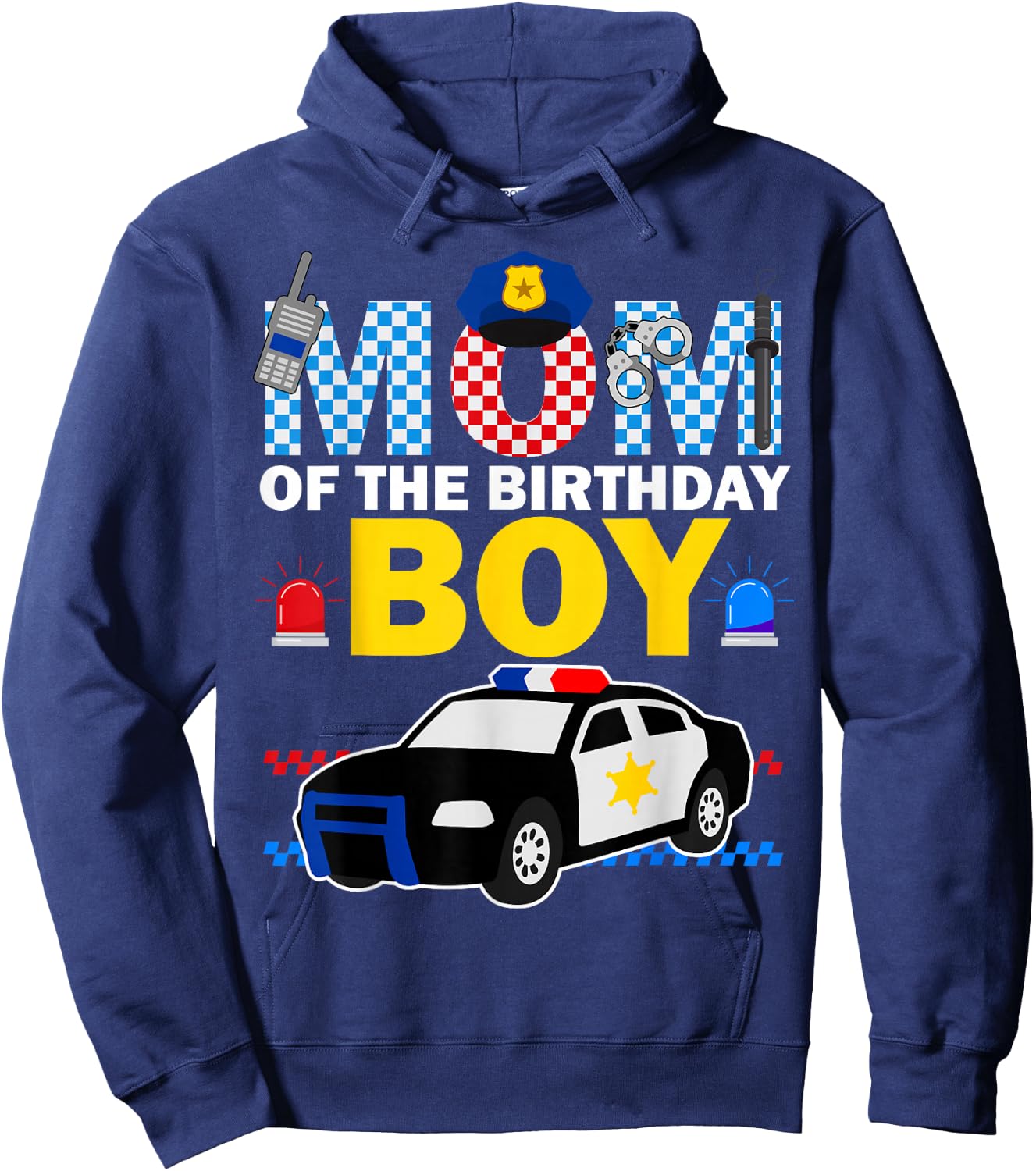 Mom of the Birthday Boy Kids Police Car Theme Party Matching Hoodie - Hoodie | Navy