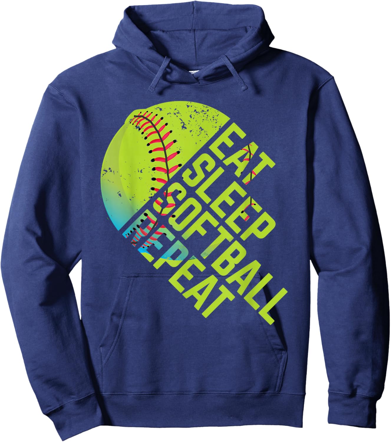 Eat Sleep Softball Repeat Funny Bat & Ball Player Sports Gag Hoodie - Hoodie | Navy