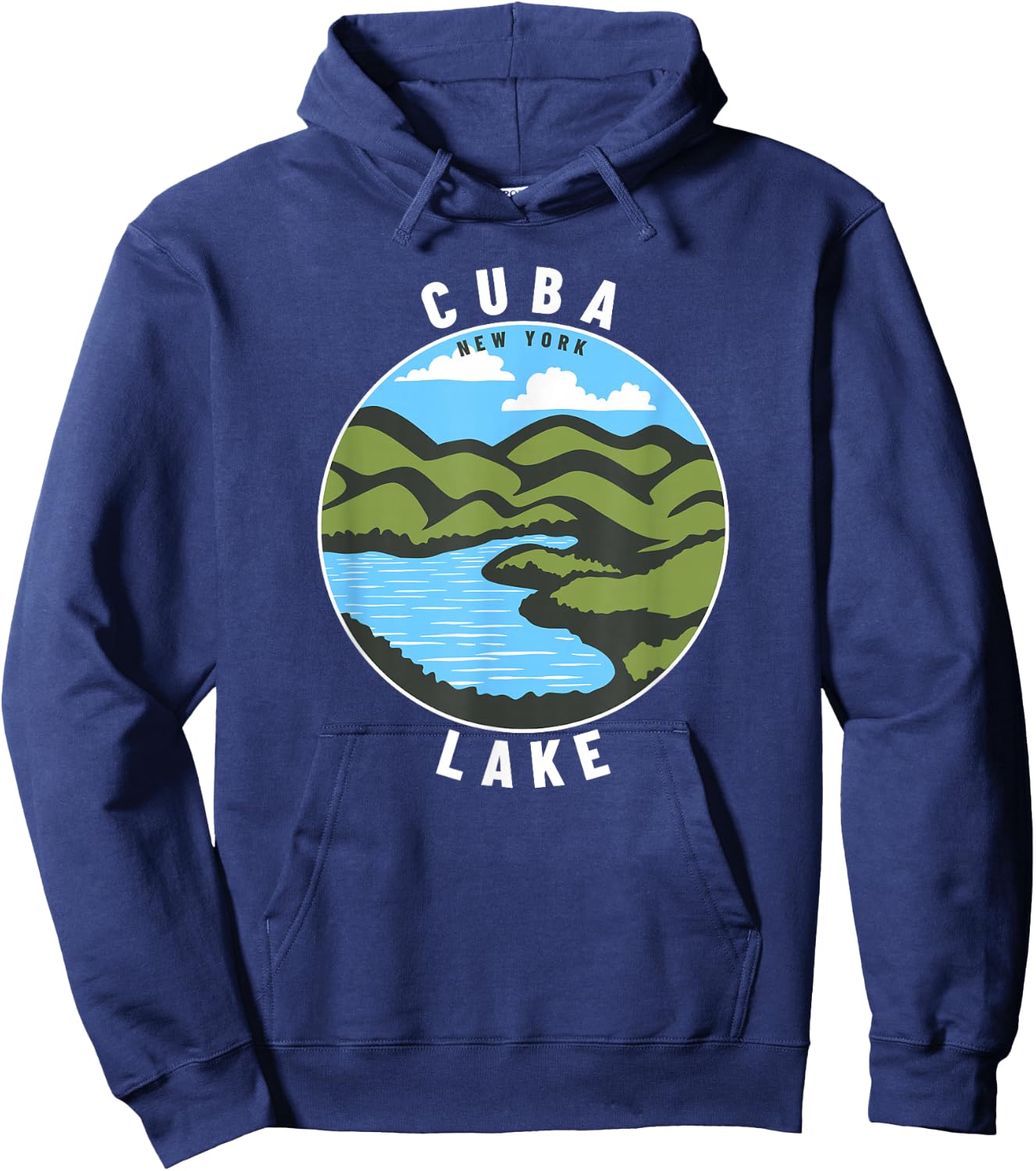 Cuba Lake New York NY Badge Souvenir Vacation Hoodie - Hoodie | Navy