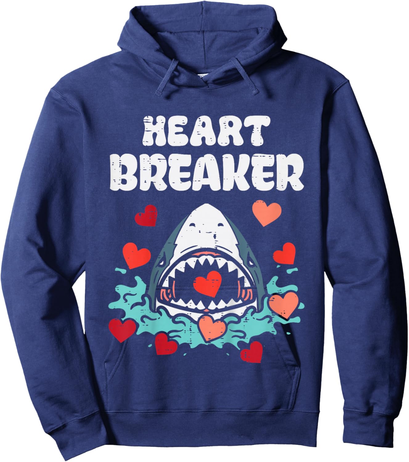 Kids Valentines Day Shark Heartbreaker Funny Boys Kids Toddler Hoodie - Hoodie | Navy
