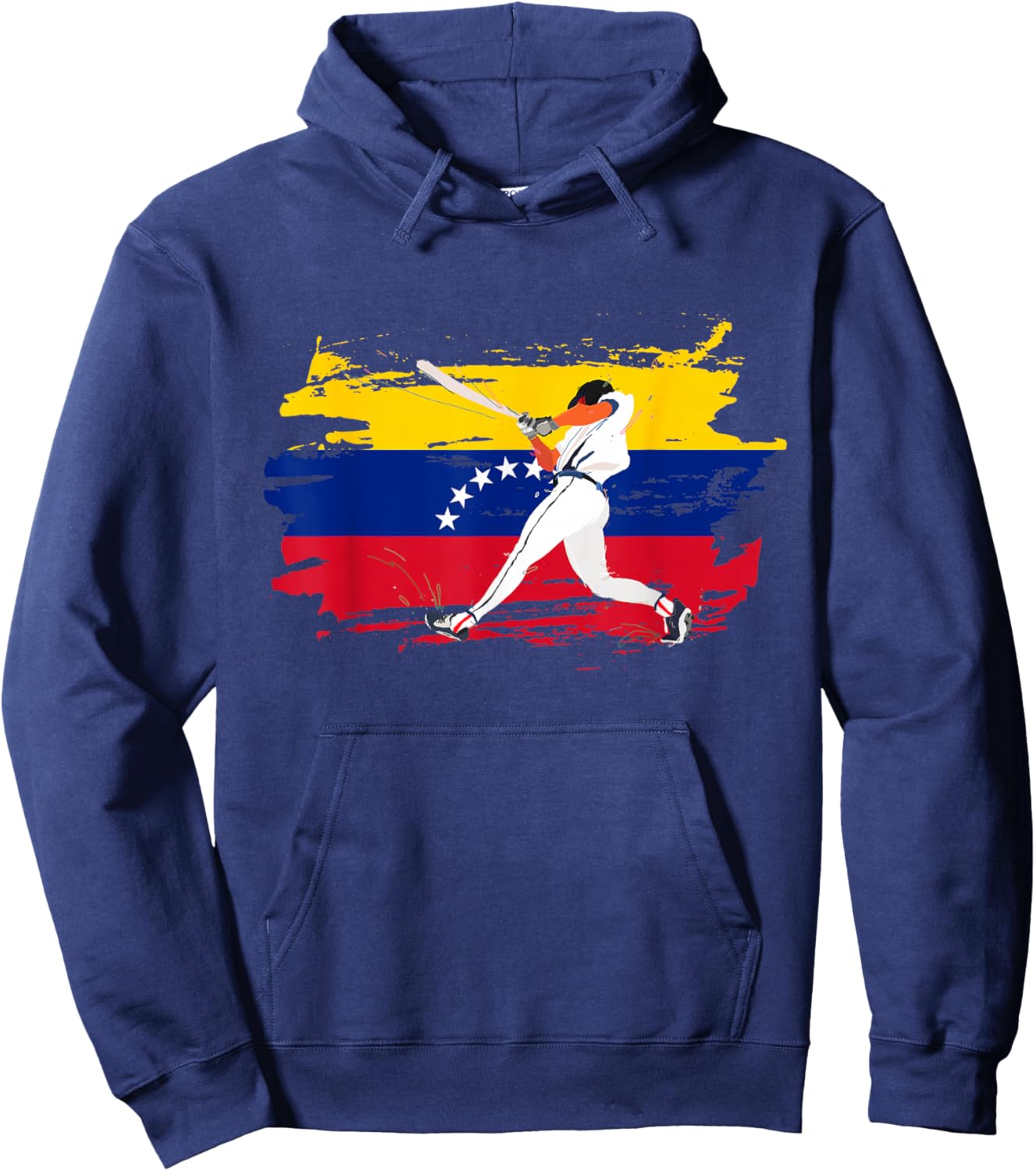 Baseball Hitter On Grunge Venezuela Flag Venezuelan Beisbol Hoodie - Hoodie | Navy