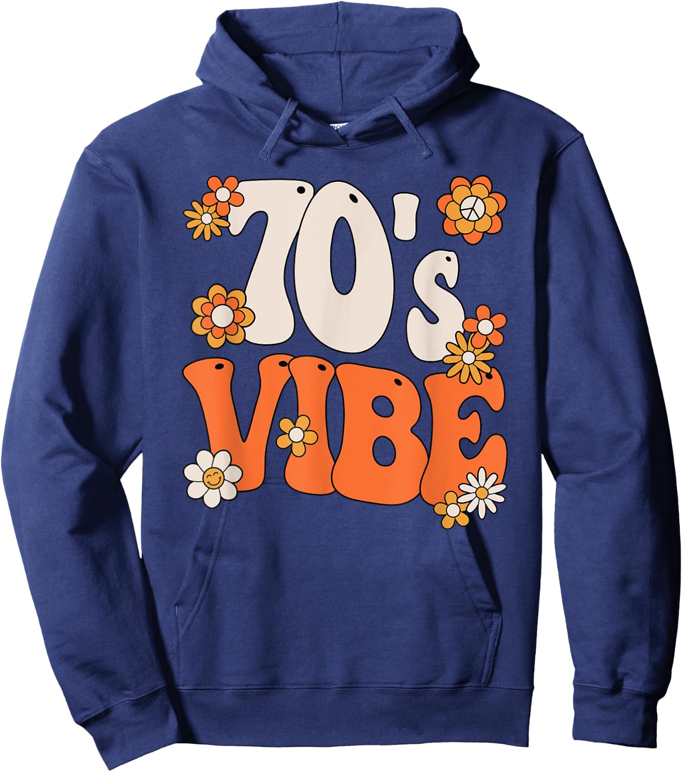 70s Vibe Costume 70s Party Outfit Groovy Hippie Peace Retro Hoodie - Hoodie | Navy