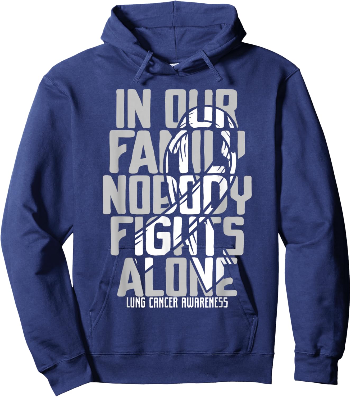 Lung Cancer Support White Family Lung Cancer Awareness Hoodie - Hoodie | Navy