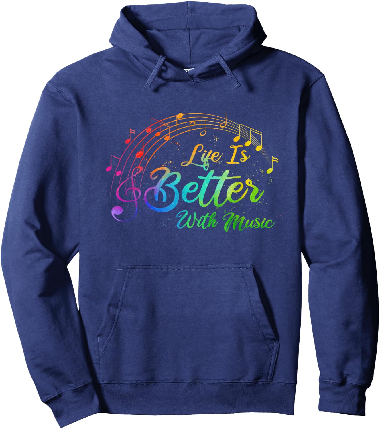 Life Is Better With Music Notes Teen Girl Women Musician Hoodie - Hoodie | Navy