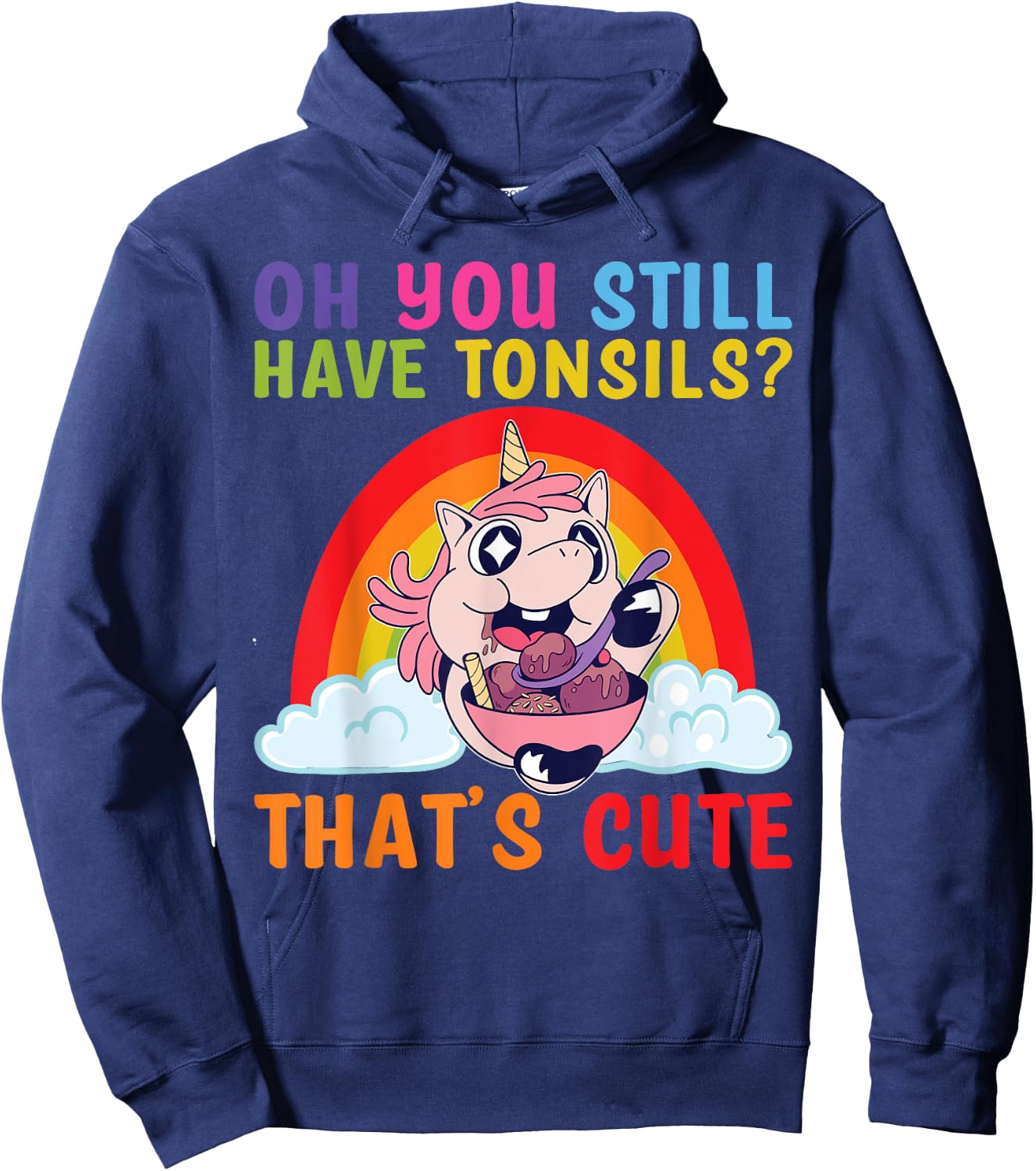 Tonsil Removal Surgery Recovery Tonsillectomy Unicorn Hoodie - Hoodie | Navy