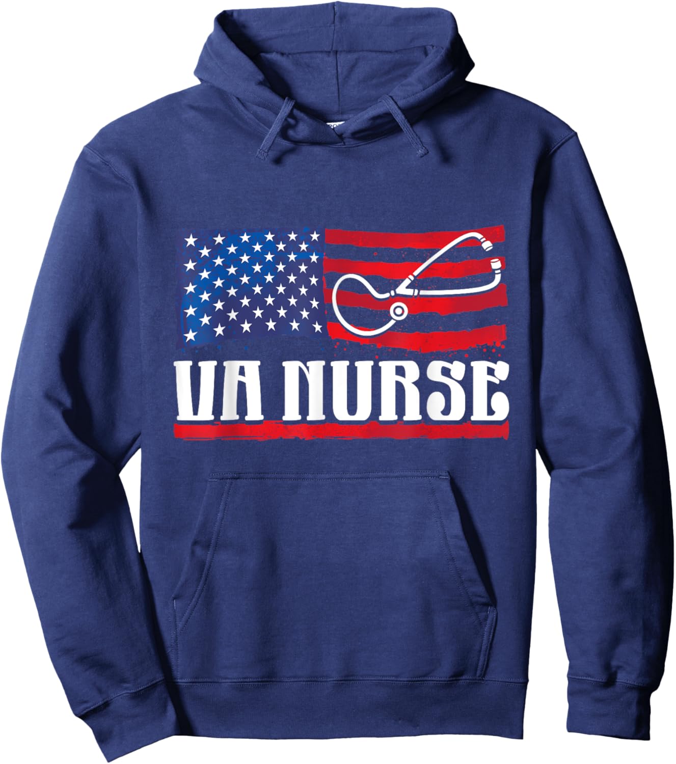 USA American Flag Vintage VA Veteran Nurse 4th of July Women Hoodie - Hoodie | Navy