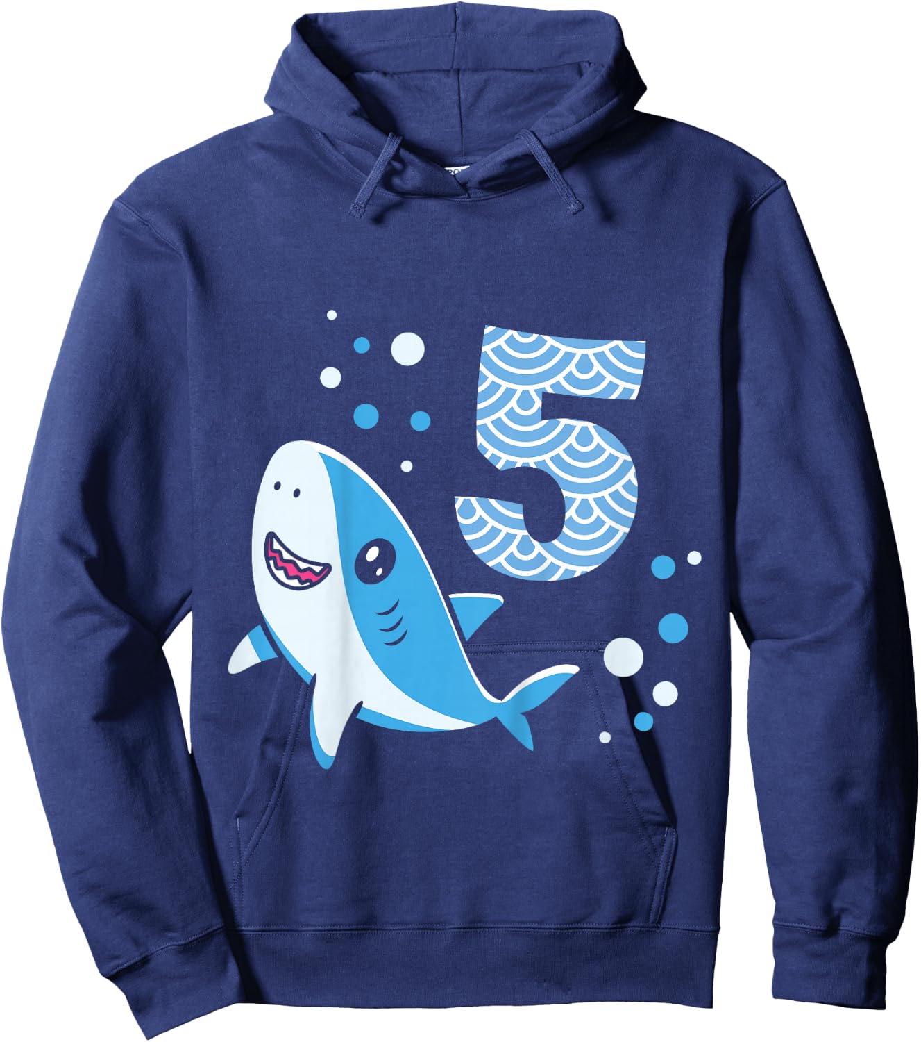 5th Birthday Boys Shark 5 years Old Ocean Shark B-day Hoodie - Hoodie | Navy